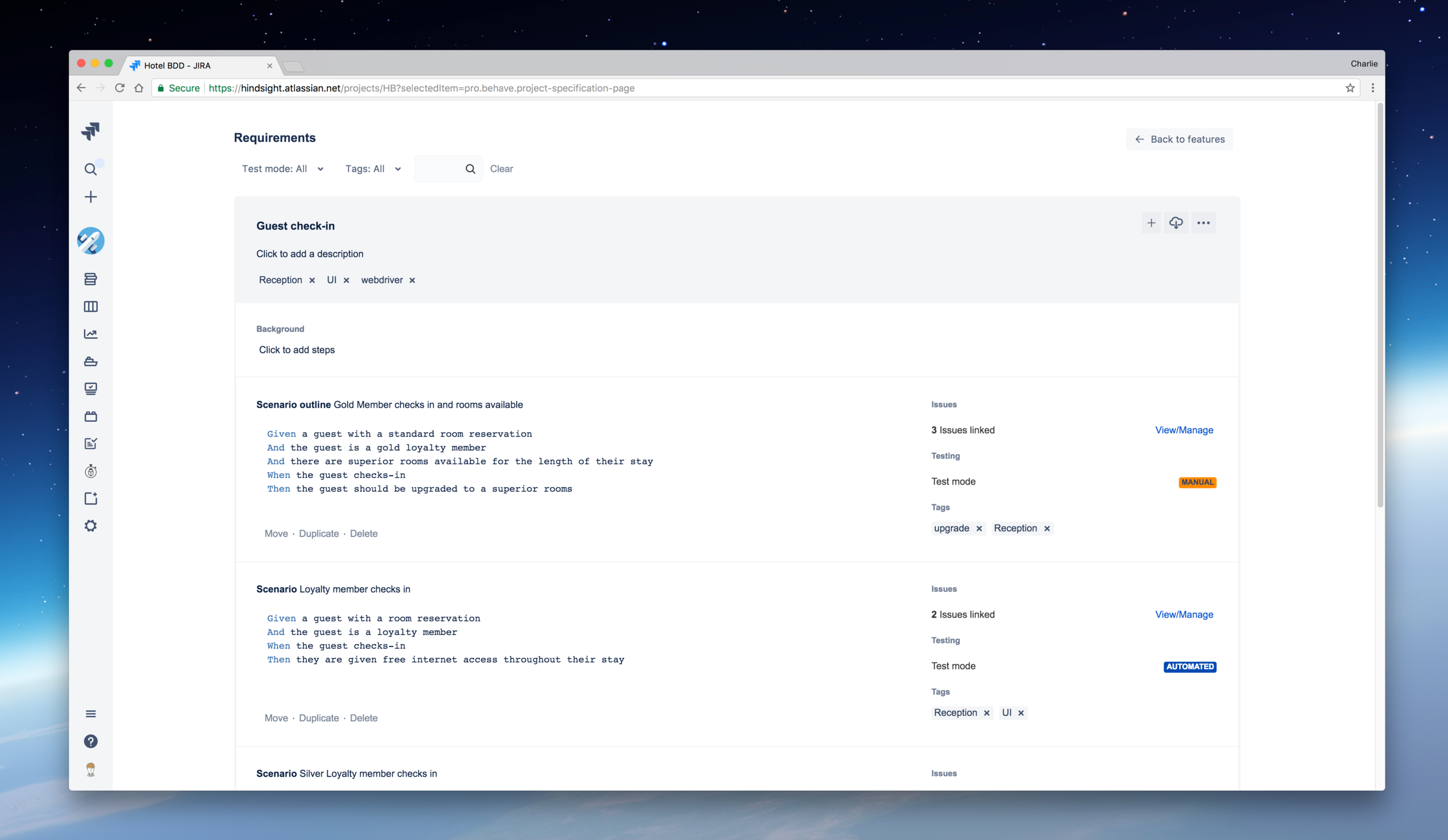 Behave Pro feature view screenshot