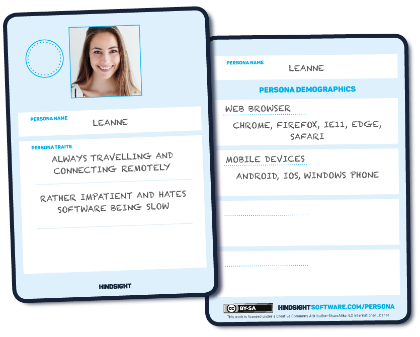 Leanne completed persona cards