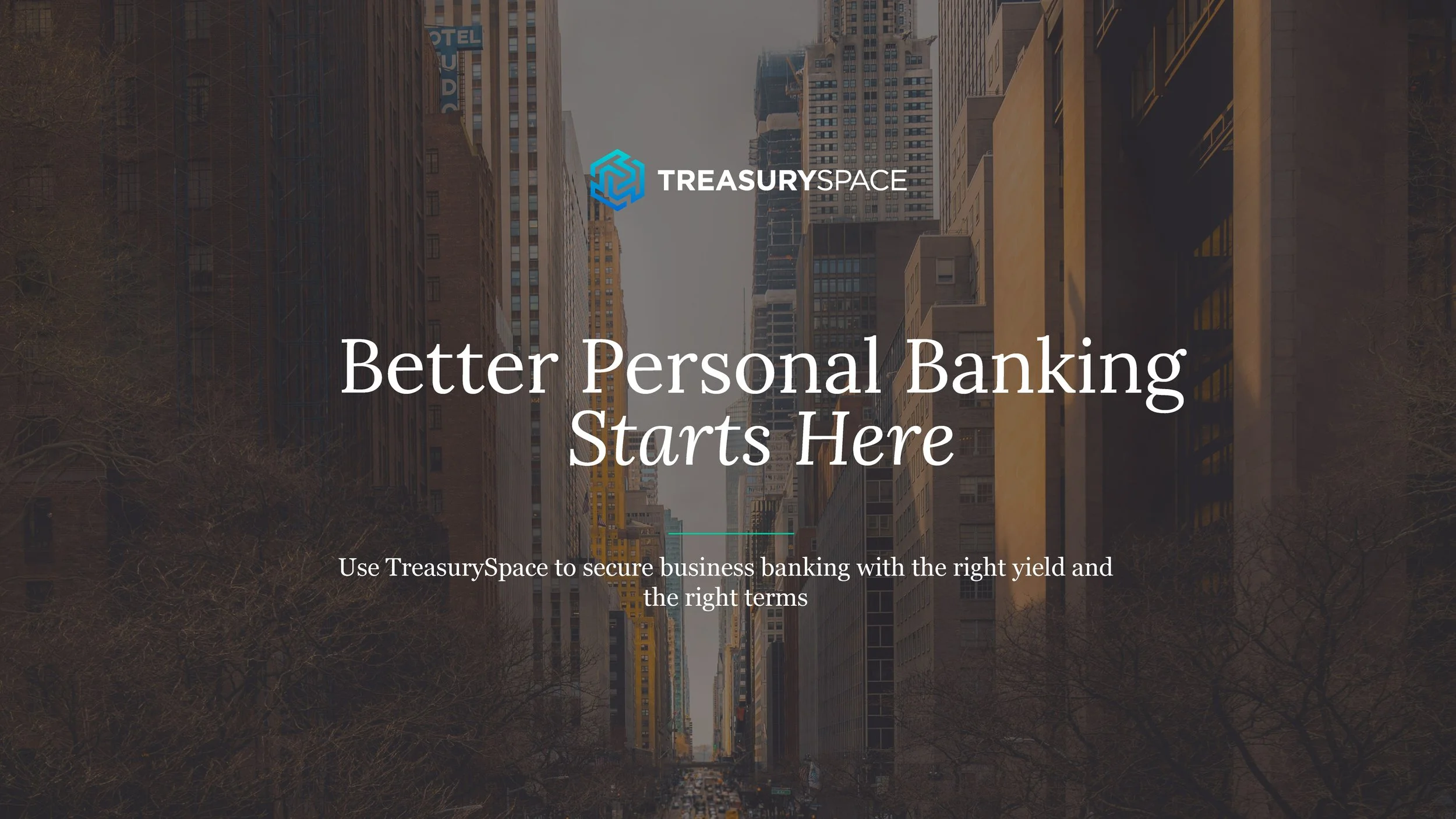  TreasurySpace is a fintech platform that modernizes commercial banking by connecting businesses and nonprofits with a competitive network of banks to optimize deposit yields and streamline treasury operations.  The founder had established a precise,