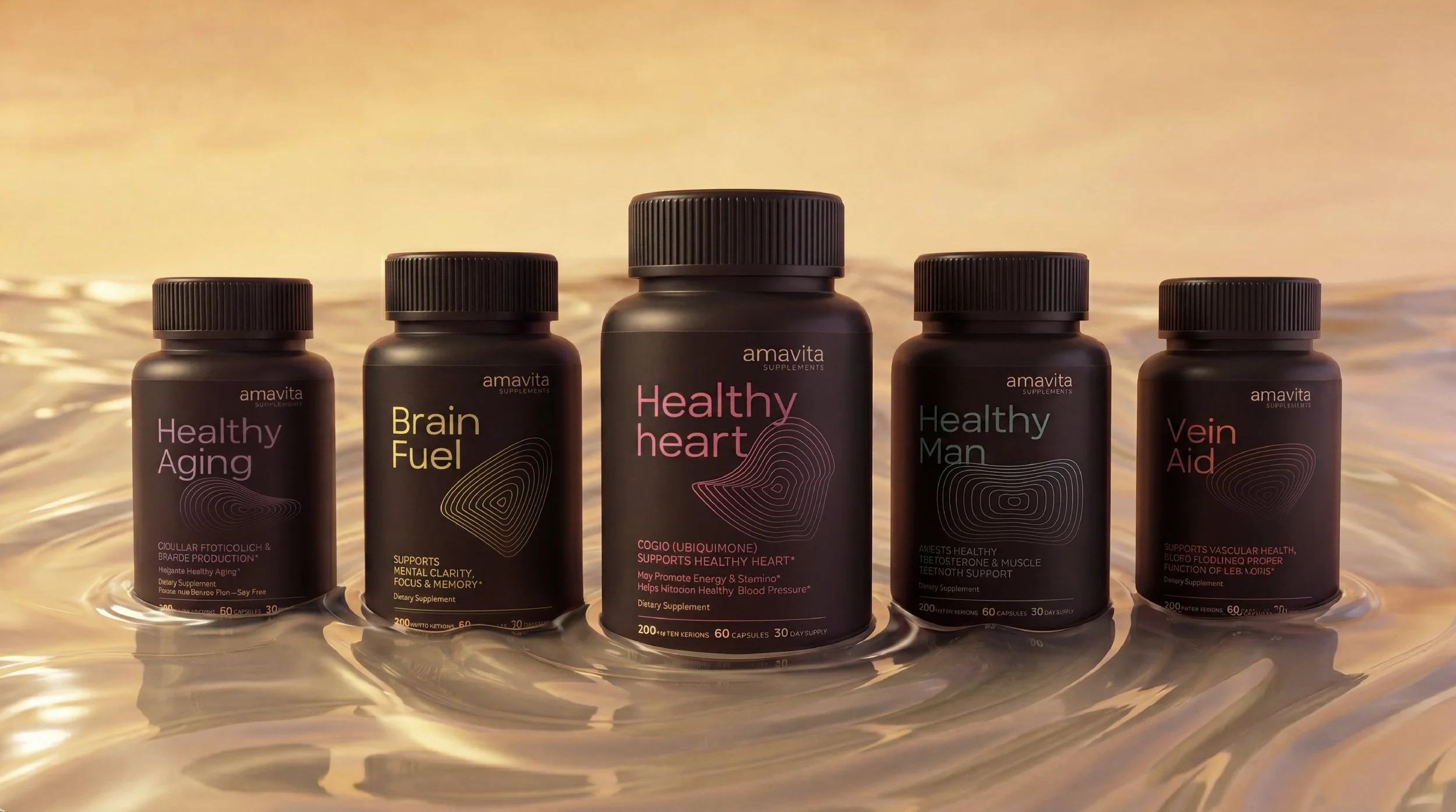  Amavita, a Miami-based wellness clinic, wanted to launch their own supplement line with minimal, typographic packaging. While this approach would have been clean, it risked getting lost in a crowded market. 