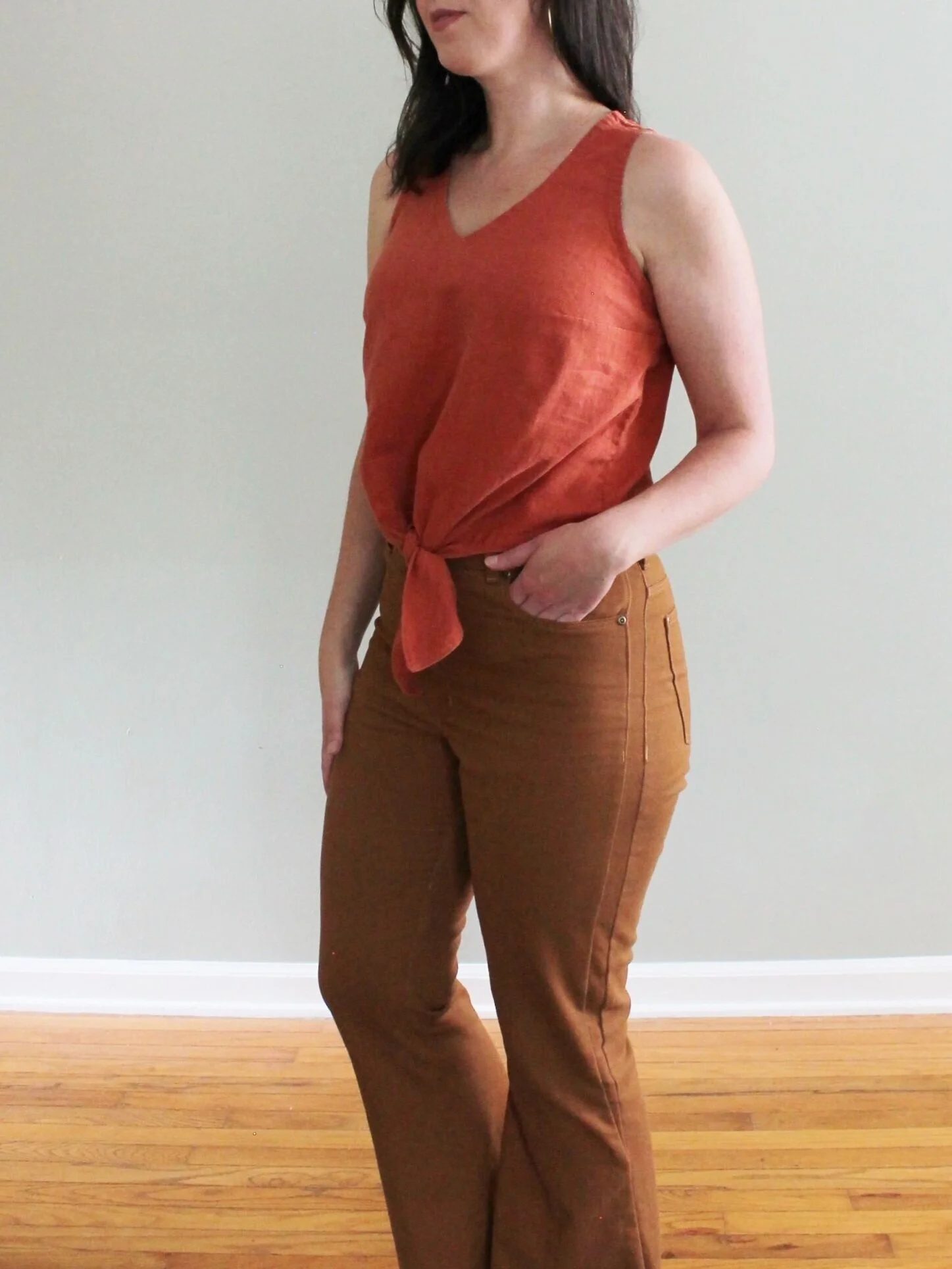 Dawn Jeans in brushed bull denim with Pattern Scout Hana Tank