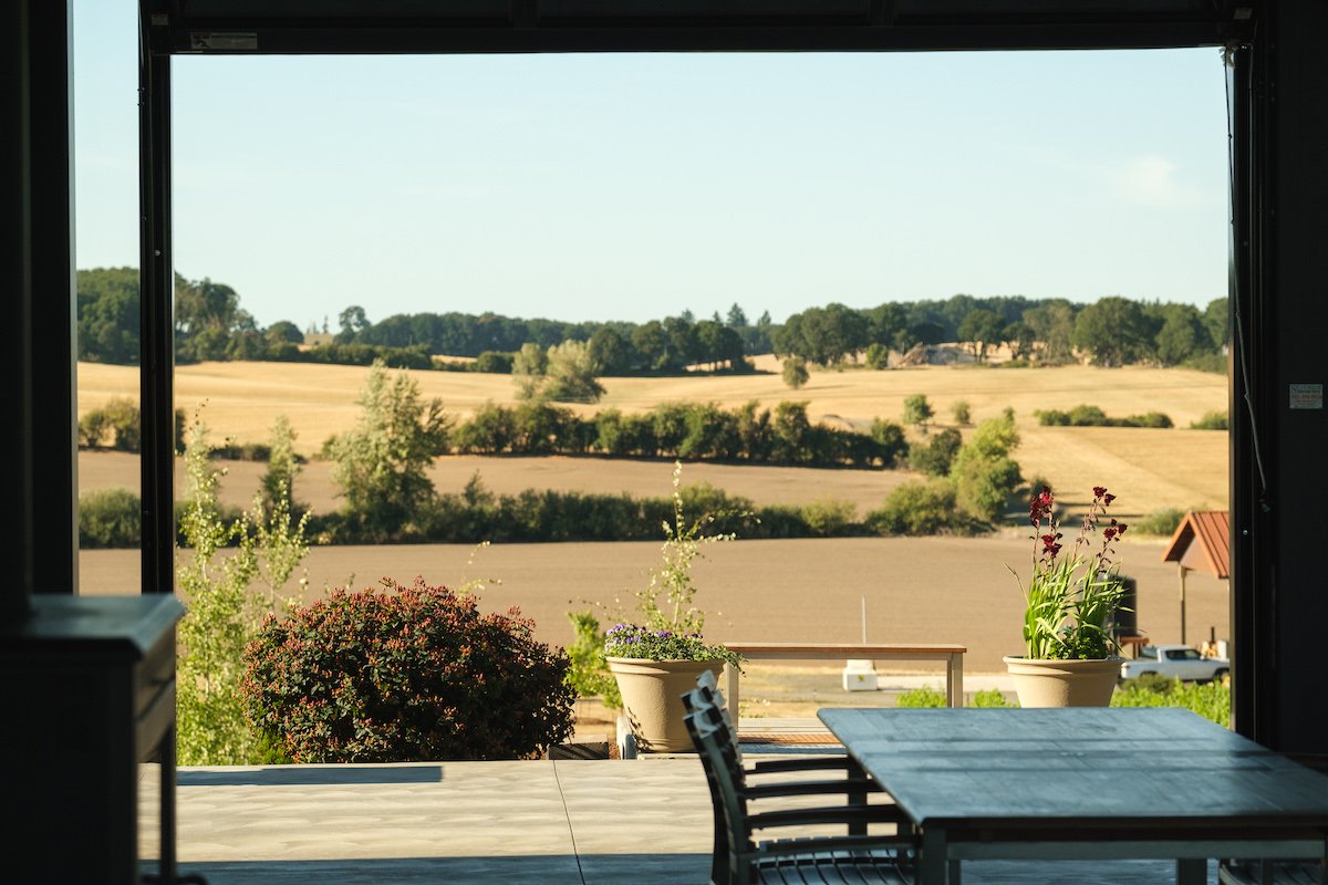 View of the farm lands from the East patio