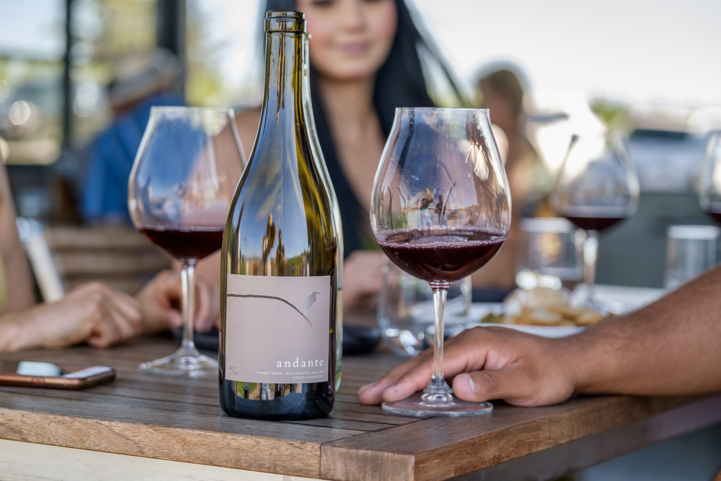 Pinot noir bottle and in glass