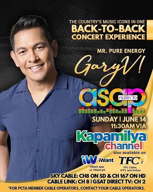 Don&rsquo;t miss @garyvalenciano TODAY at 1130AM on Kapamilya Channel @iwantofficial and TFC cable IPTV and @tfconlineofficial #asapnatinto