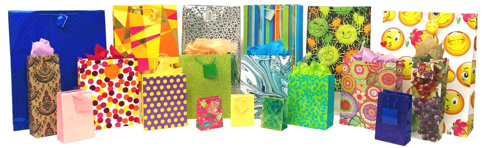 FLOMO Large Embossed Check Gift Bags 