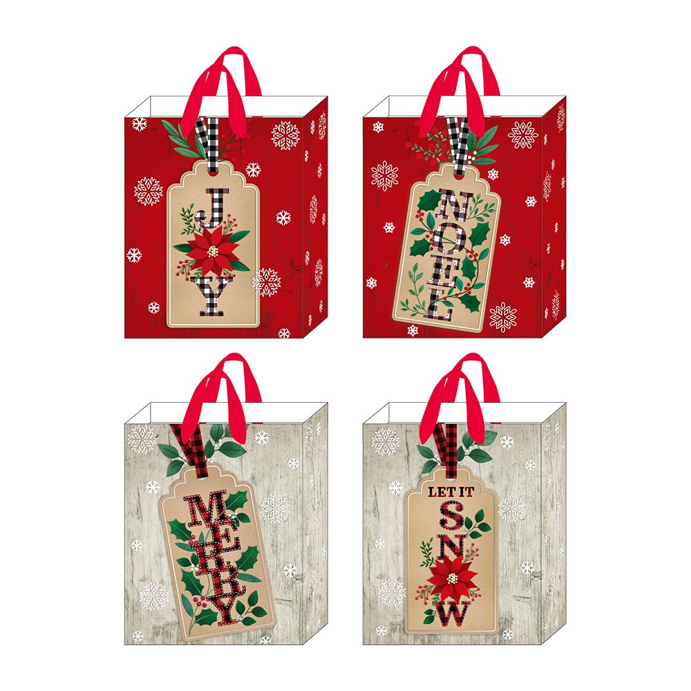 Large Farmhouse Snowflakes Hot Stamp Bag, 4 Designs