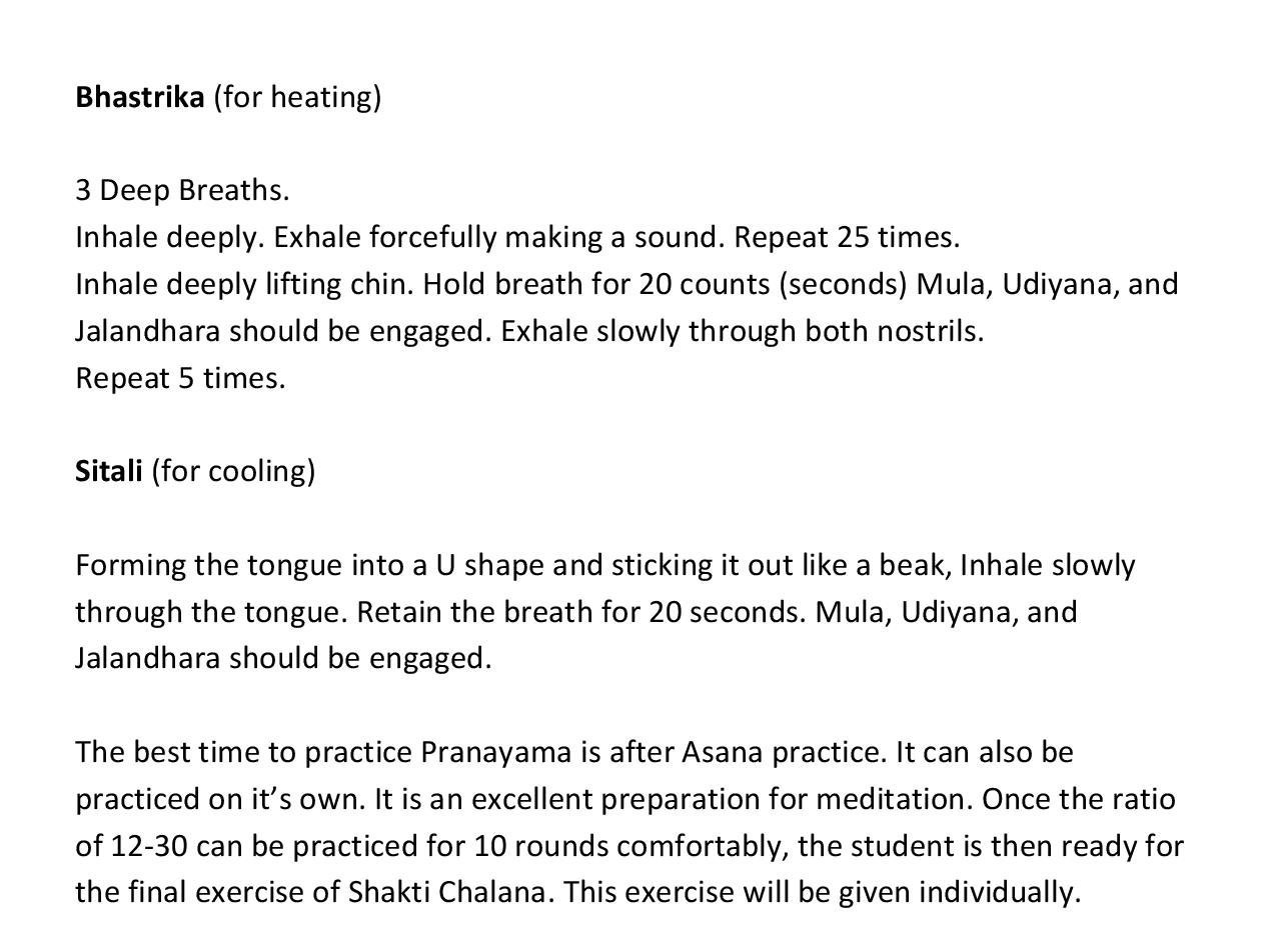 Pranayama study aid, page two