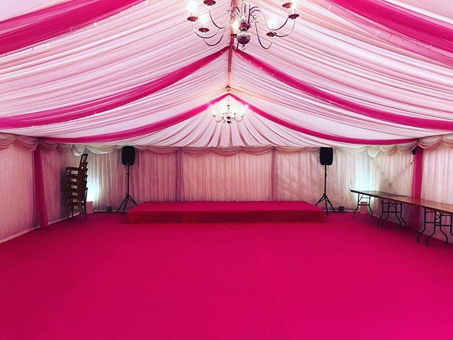 All ready for a Mehndi party this week in Bishops Stortford for a previous client. Fuchsia carpet and bespoke draping, one of 50 colour carpets we supply!

Contact us now for your next event - Link in bio .
.
.
#StatusMarquees #Marquee #MarqueeHire #