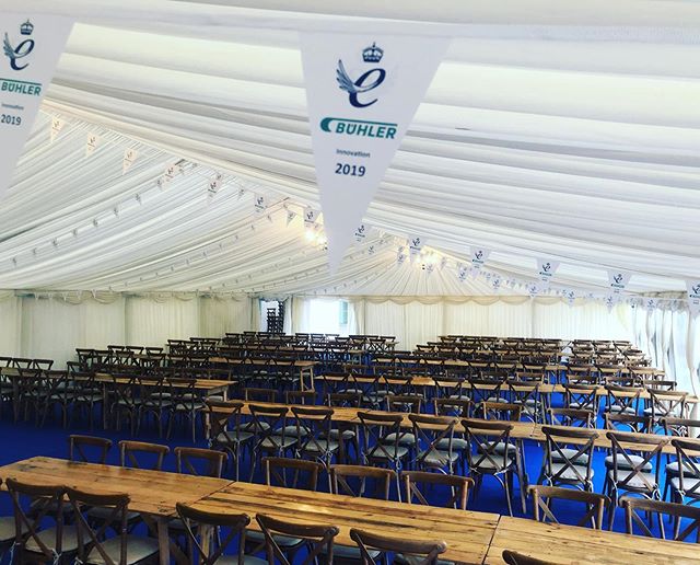 One of our regular clients, Buhler UK needed a marquee to seat over 320 people, all floored and lined with added branded bunting. All rustic furniture to finish off.

Contact us now for your next event - Link in bio .
.
.
#StatusMarquees #Marquee #Ma