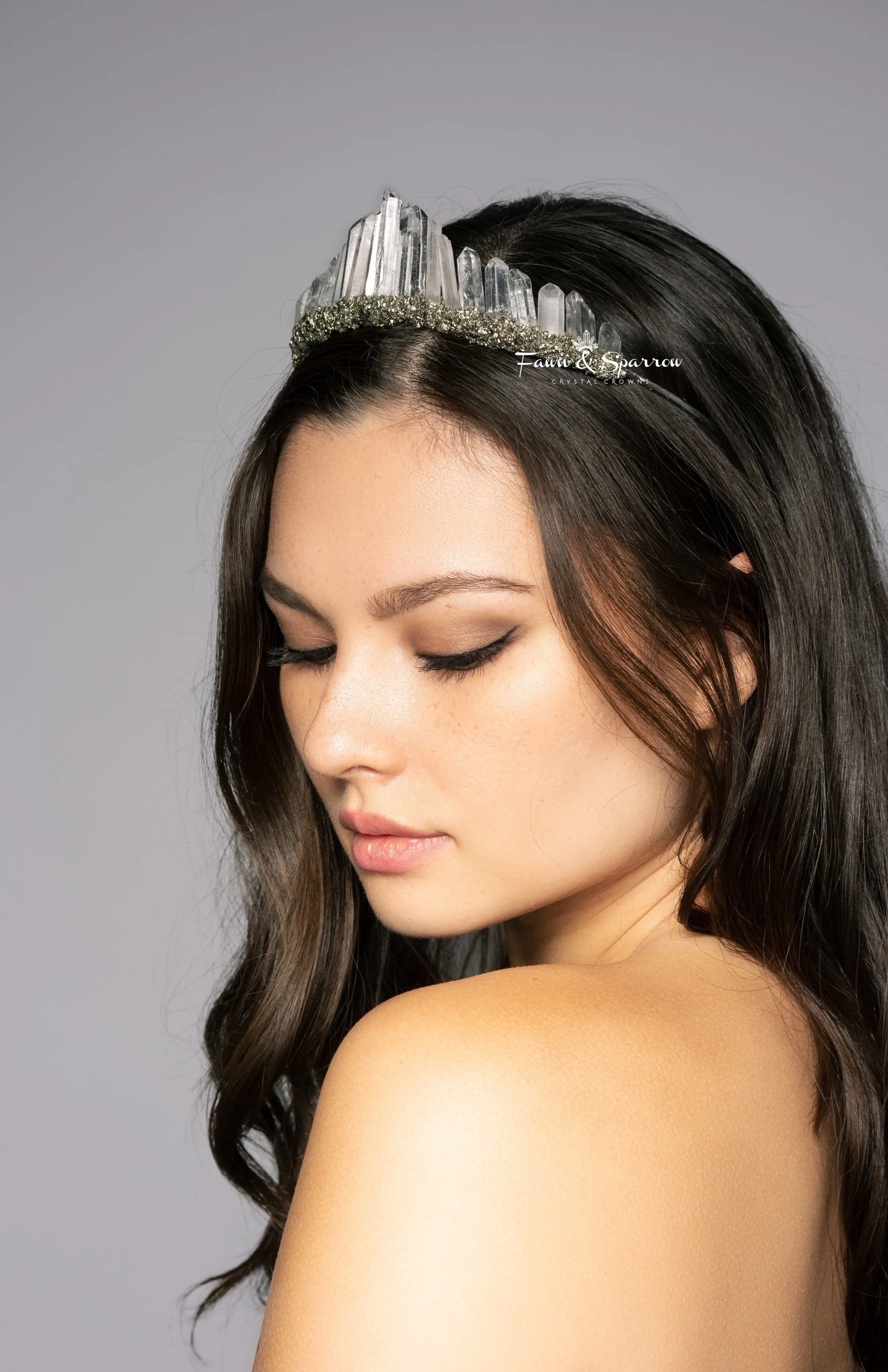 Rock Crystal Crown, Natural quartz crown quartz tiara women natural stone halo crystal crown