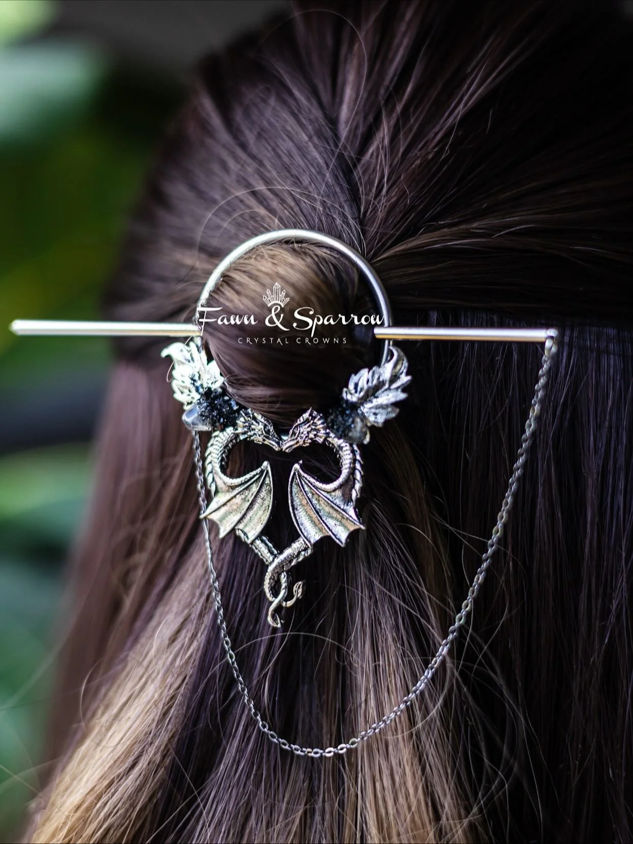 Last stock of discontinued items! Available in link in bio to our Etsy shop only. Extremely limited, these hairsticks featuring genuine crystal gems add some magic to your everyday look ✨#hairstick #gemstonehairstick #dragonrider #beehappy #mossagate