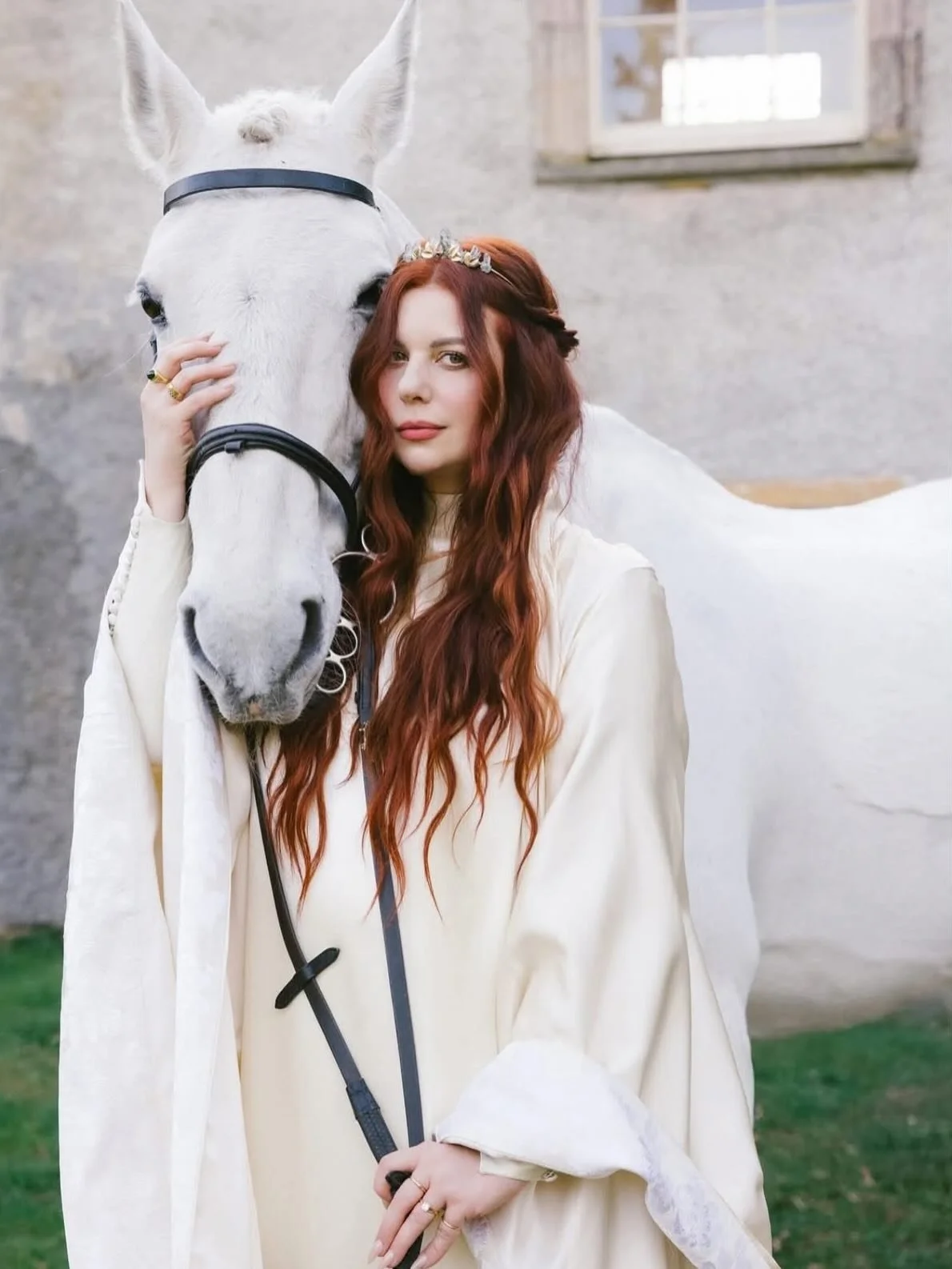 Ethereal bride @thesteviemaxwell wearing the Moss Agate Tiara. Congratulations on your special day and thank you for sharing this incredibly beautiful image! #weddingtiara #princessbride #mossagate #crystalcrown #weddinginspiration