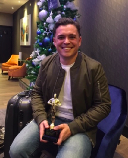 Callum Dingle proudly holding his trophy!