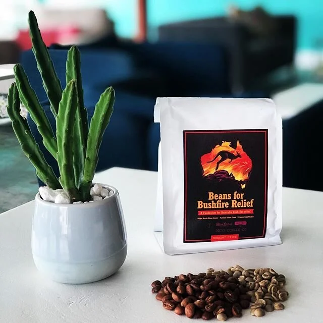 Help us help Australia! &bull;We hope you can support the fundraiser effort while enjoying our delicious semi washed Brazilian Yellow Catuai. &bull;Stop by @decocoffeeco or any of our @threefoldcafe locations to purchase a bag☕️🇦🇺 #beansforbushfire