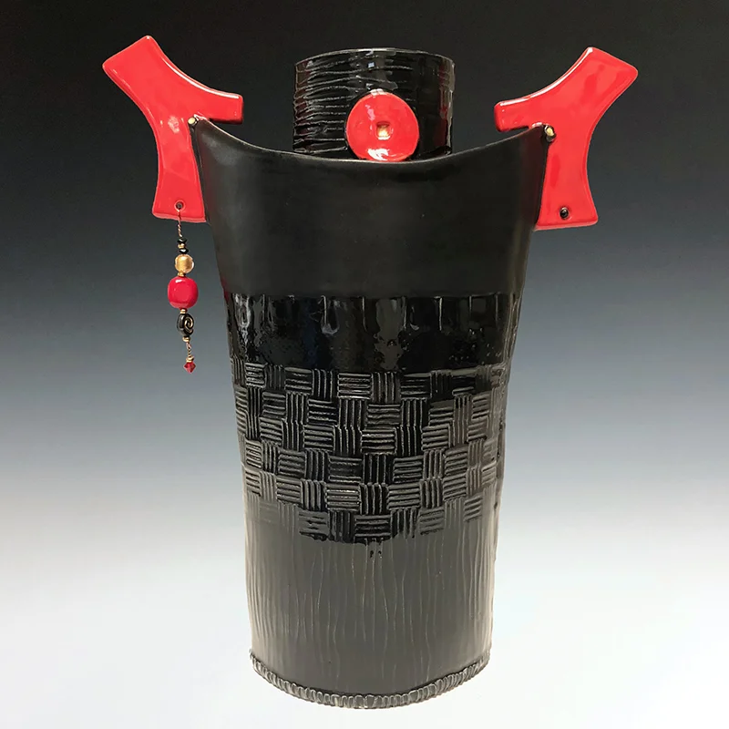 Asian-inspired contemporary sculptural vase