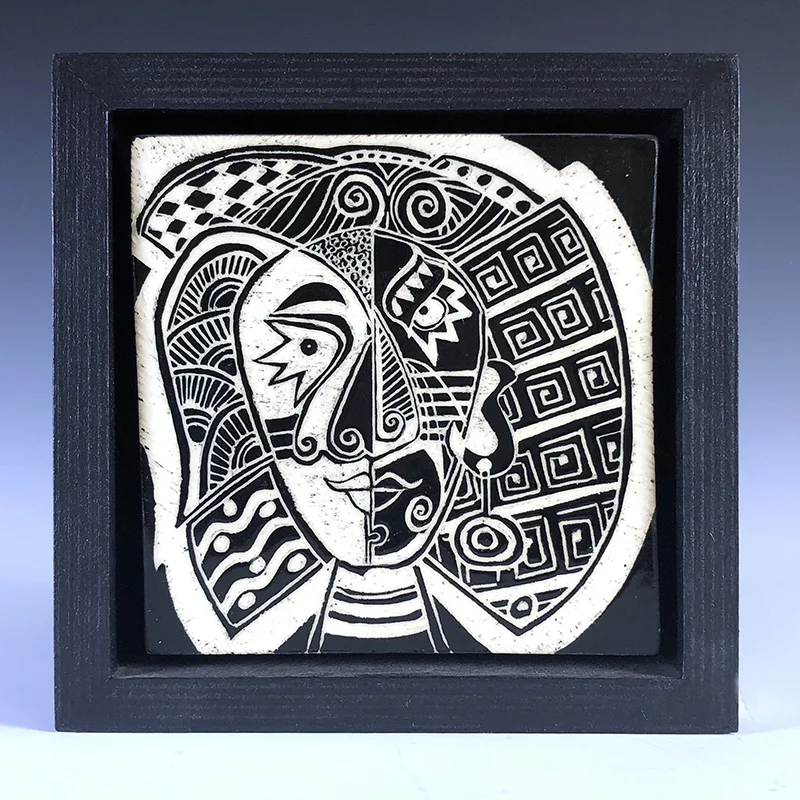 A framed Tribal-Picasso fun design for your wall