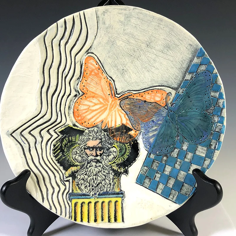 Silk screen, carved serving plate is a piece of art