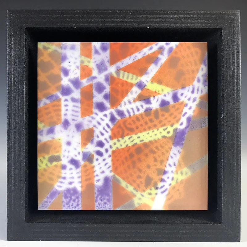 Layers of air brushed colors and texture make this tile unique