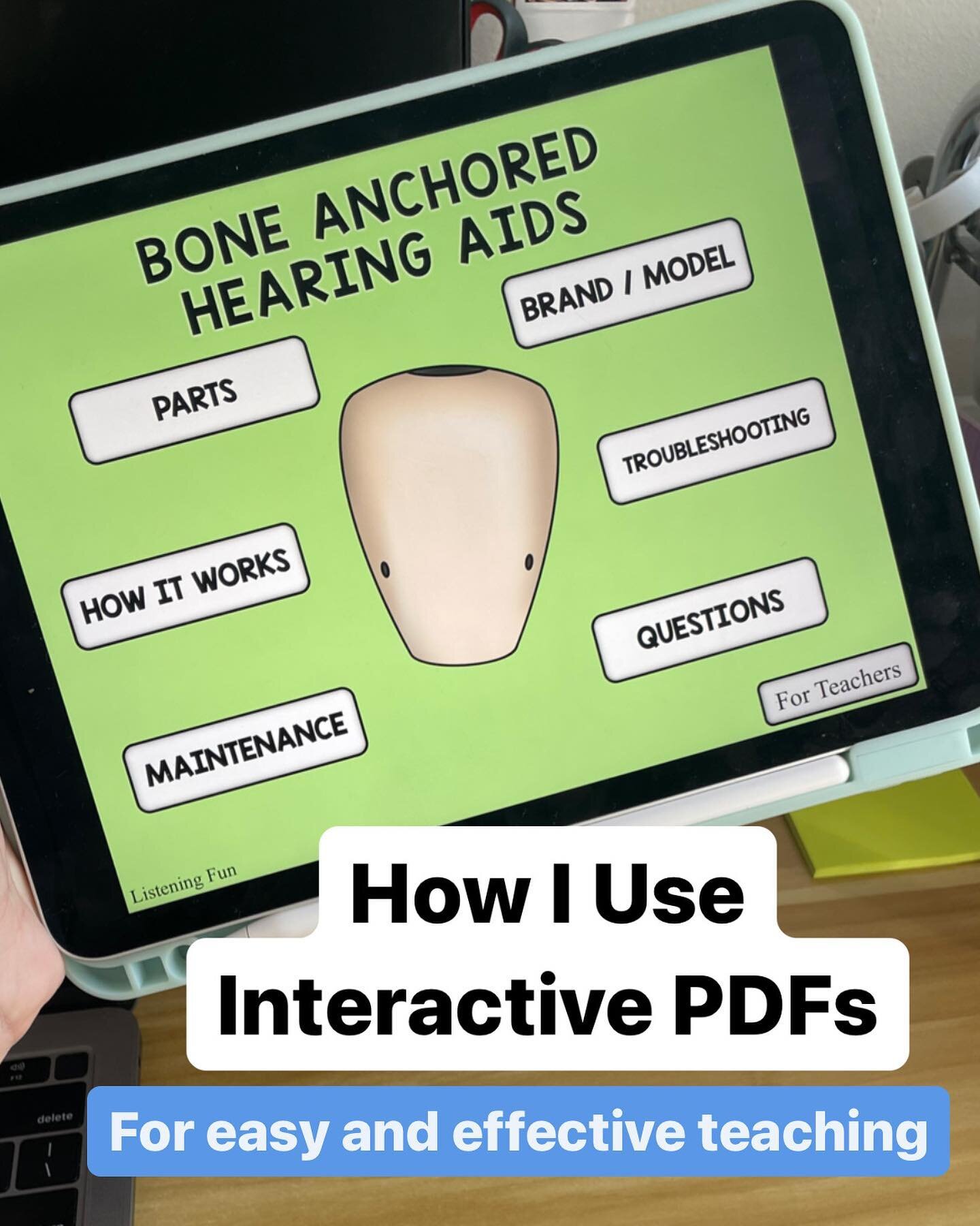 The best thing about interactive PDFs is that I always have them with me! I can pull them out at any time as long as I have my iPad. 

This activity is called &ldquo;Bone Anchored Hearing Aids Activity for Students with Hearing Loss&rdquo;