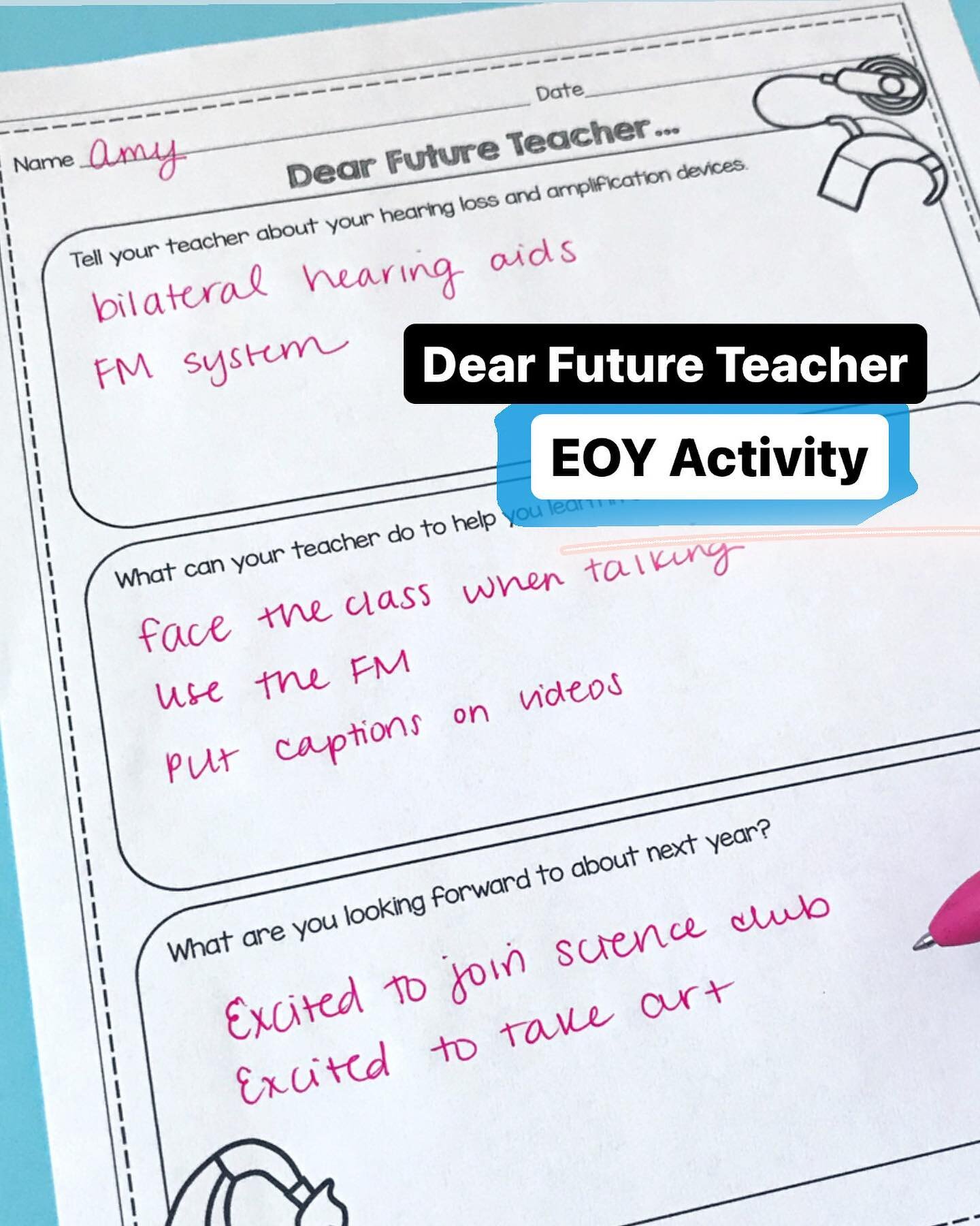 Some ideas for your &ldquo;dear future teacher letters&rdquo; at the end of the year! 

#deafed #deafeducation #teacherofthedeaf