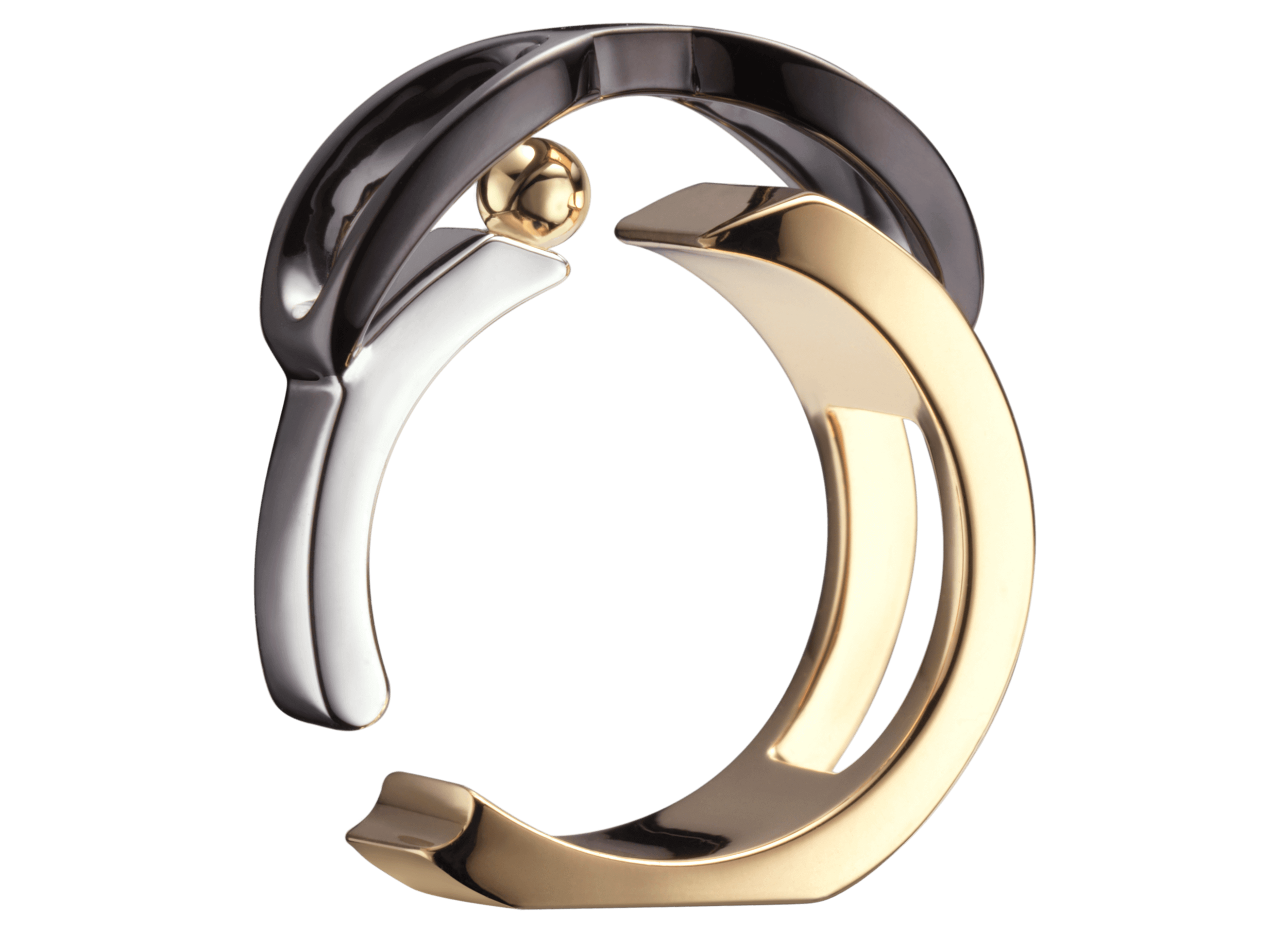 Bague Chillida or rose blanc jaune noir saphir orange 3quart boule.png