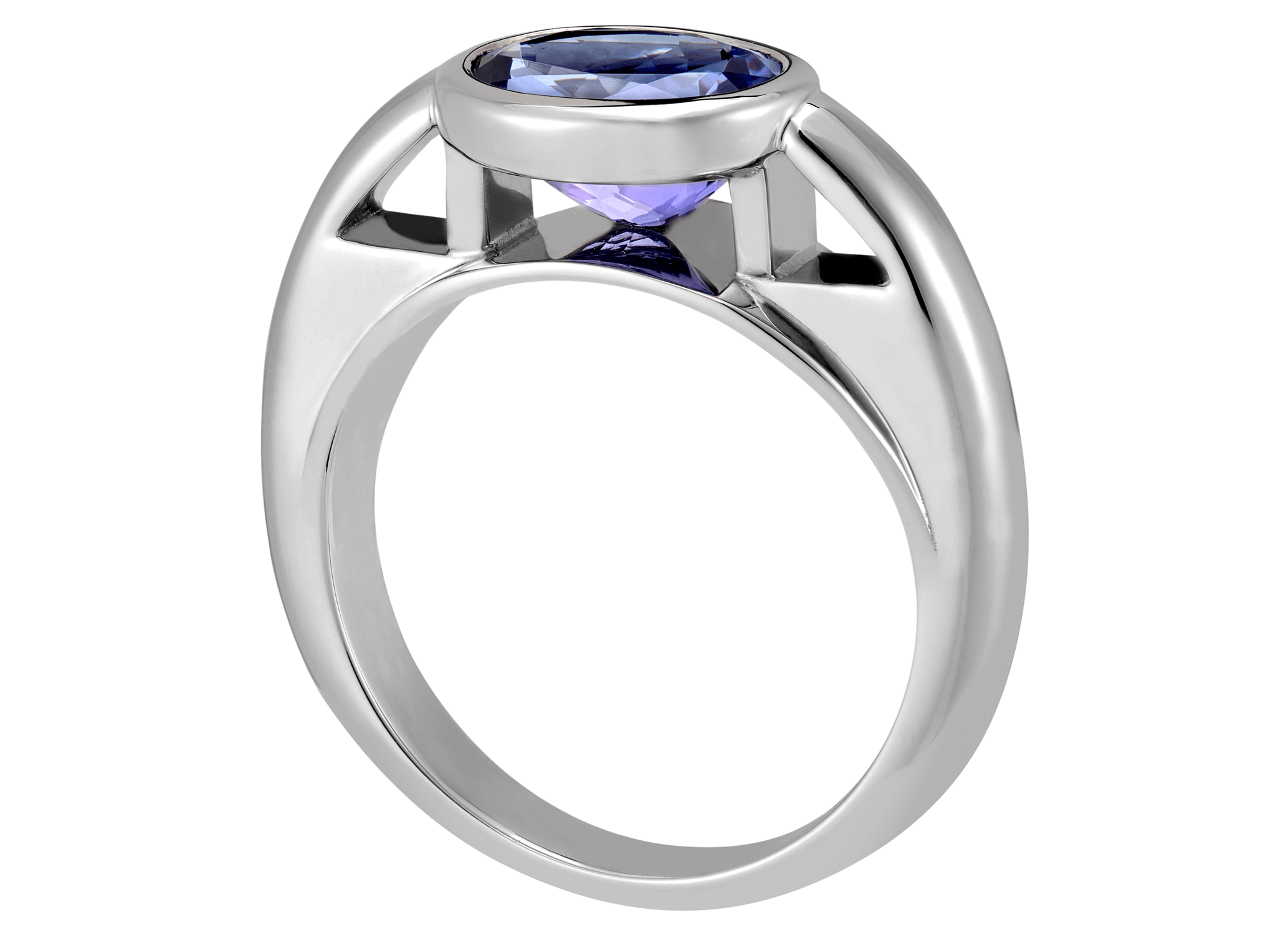 Bague Pythagore or blanc Tanzanite ovale 2,18 carats PNG w.png