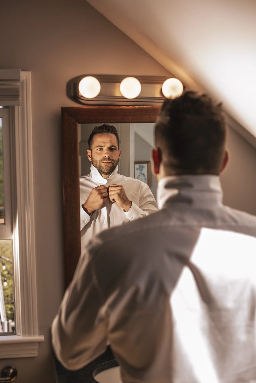 Groom getting ready