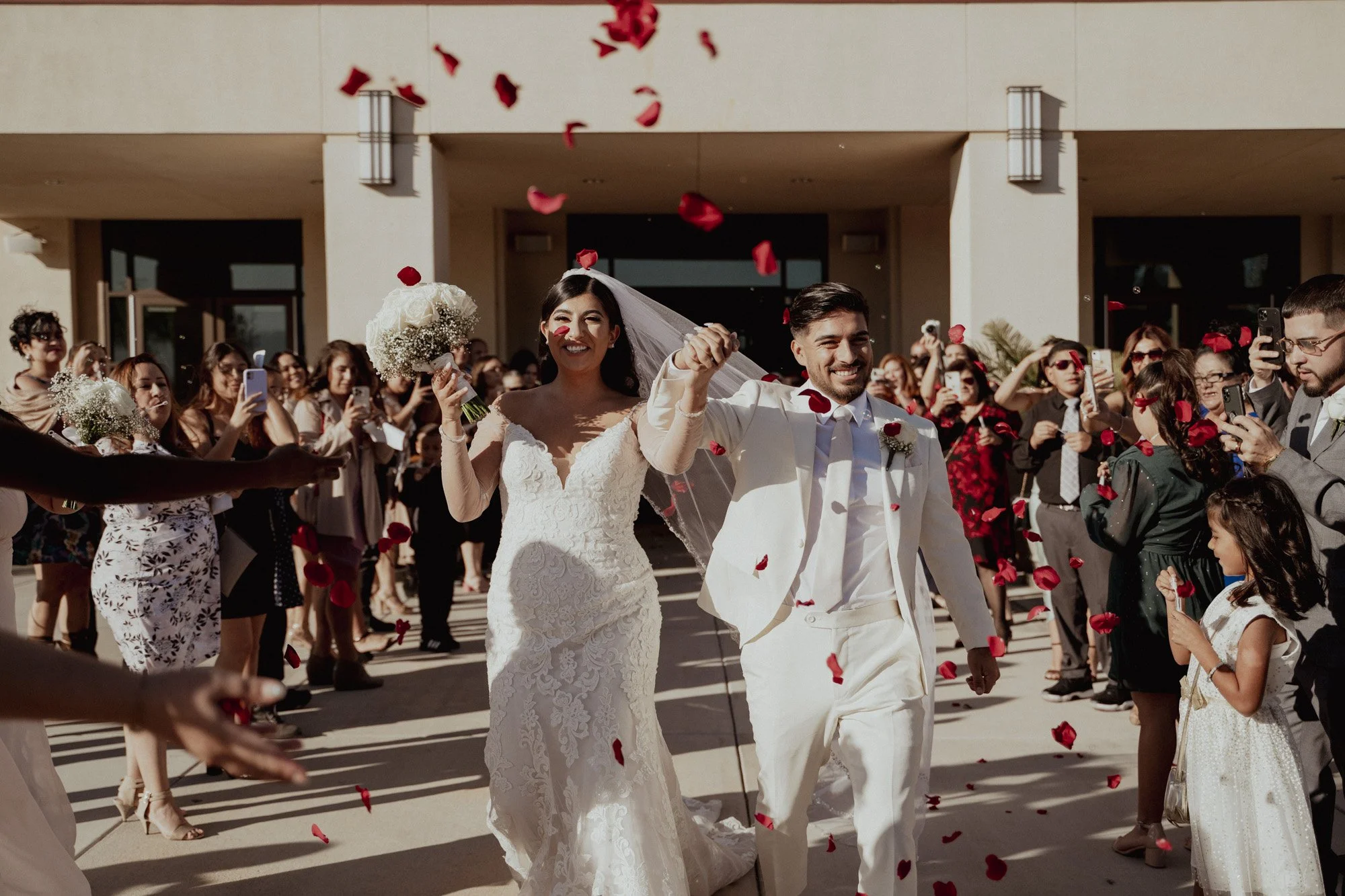 Wedding Ceremony exit with flower peddles 