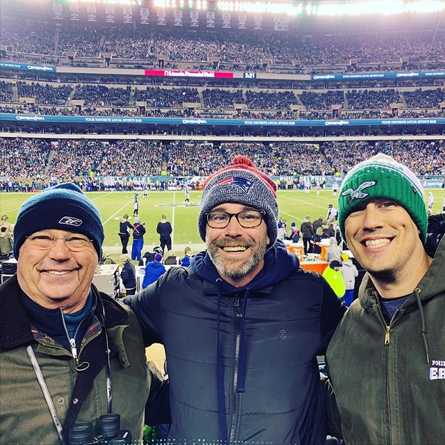 Amazing to see the Pats in person with Geoff and Mark! #gopats🏈