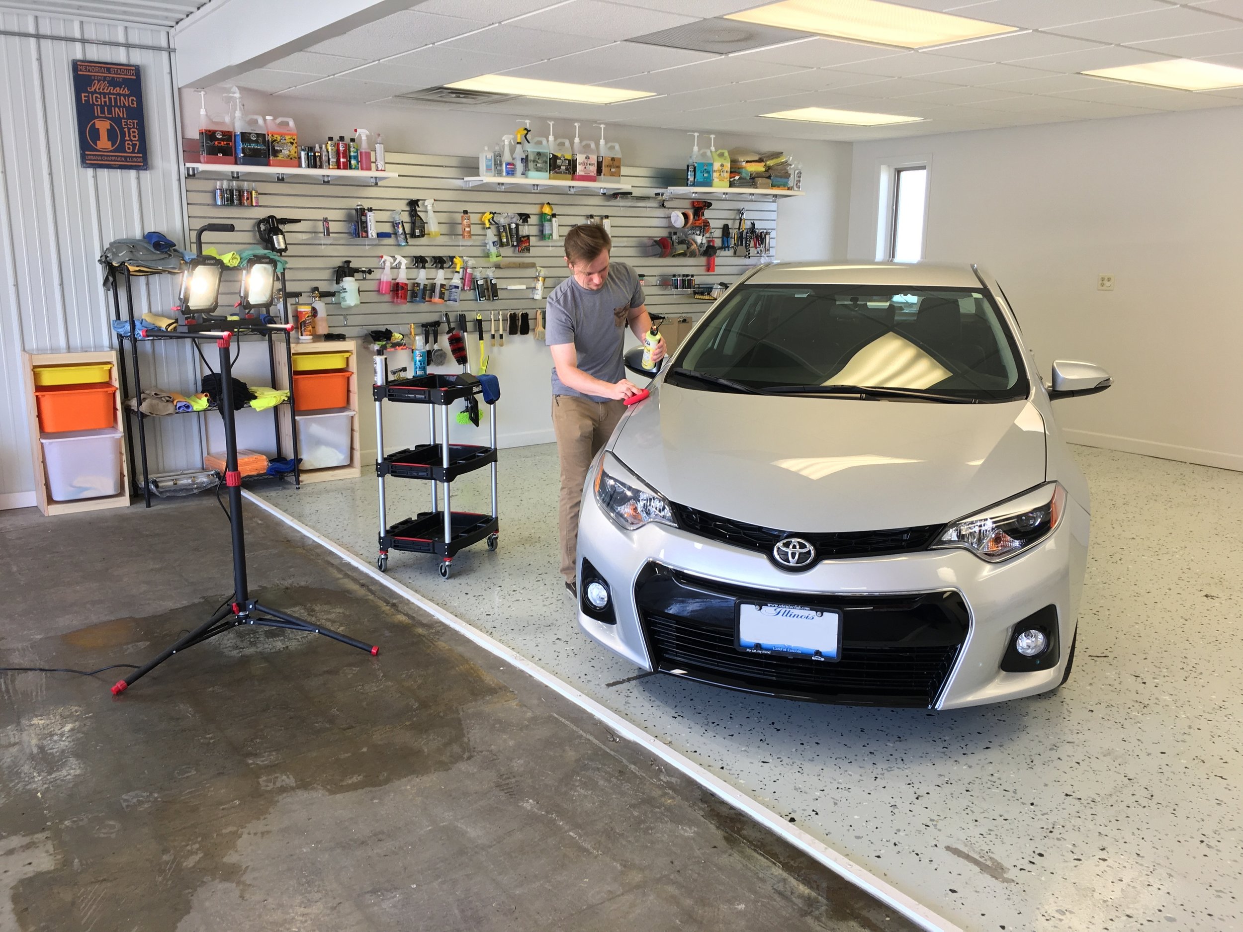 Kyle puts the finishing touches on a customer car
