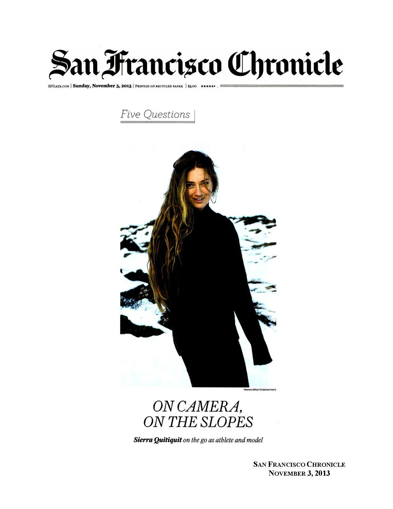 Warren Miller Entertainment in the San Francisco Chronicle