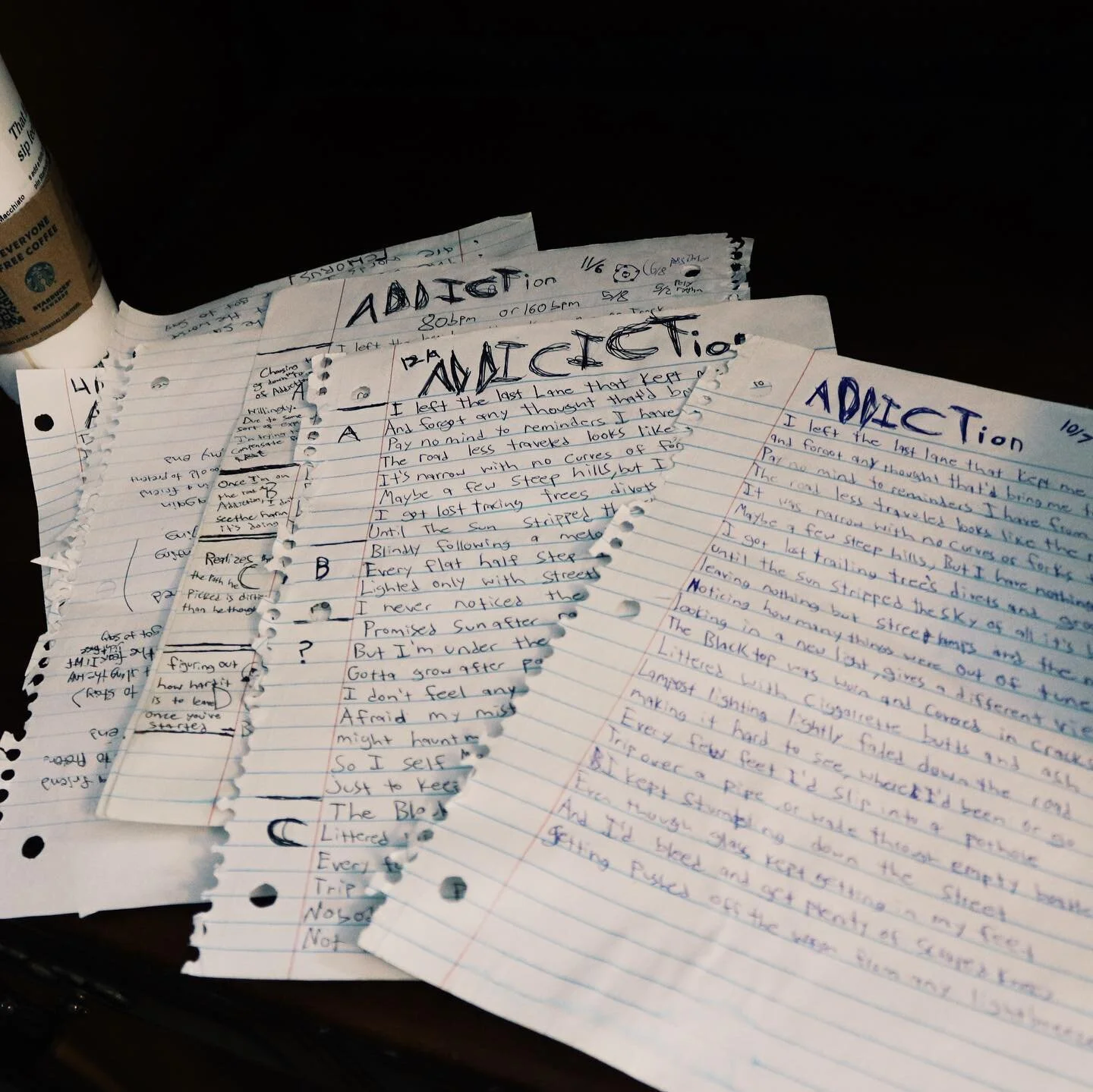 I started the first draft of Addiction October 7th 2018 and from that piece of paper and the words in my head, I have a work of art I&rsquo;m truly proud of &hearts;️ Pre save the song with the link in my bio! (Also RIP Kentaro Miura 😔)