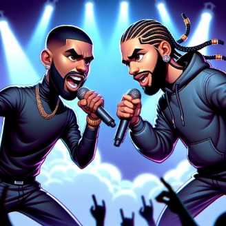 Animateion of rappers on stage