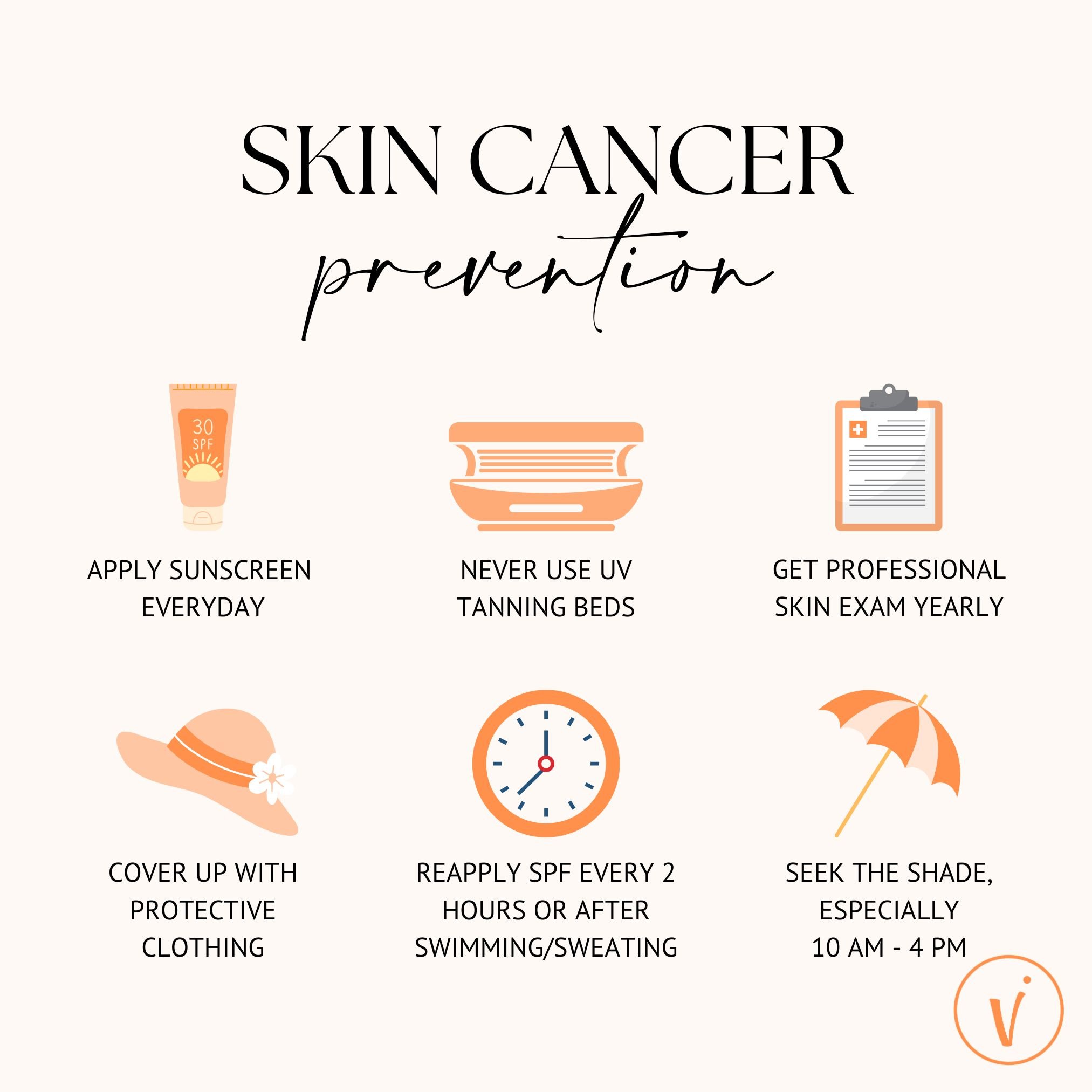 May is Skin Cancer Awareness Month! Here are a few tips to help you stay away from the sun's harmful UV rays!
☀️ Apply sunscreen every single day
☀️ Never use UV tanning beds
☀️ Get a professional skin exam by a dermatologist yearly
☀️ Cover up with 