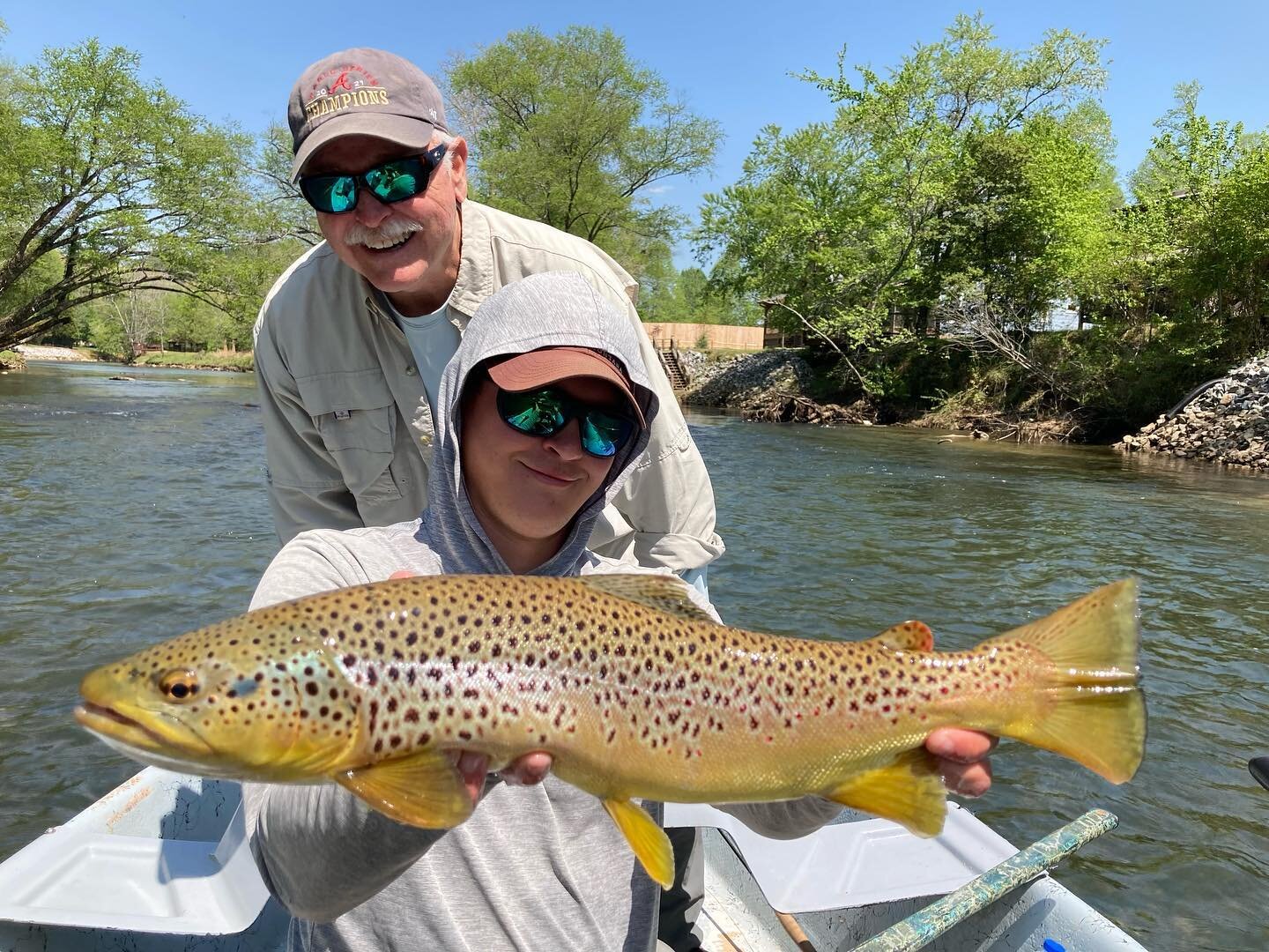 The fishing lately has been lights out pretty much all over the last little bit, and we&rsquo;ve been seeing tons of great fish hit the net, but this Big Toccoa Brown from guide @peytonmcclure118 boat Thursday is a tough one to top! We Love those big