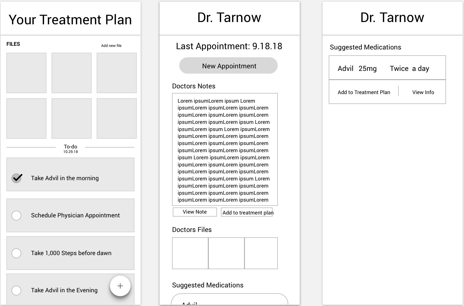 3 Screens, A Wireframe