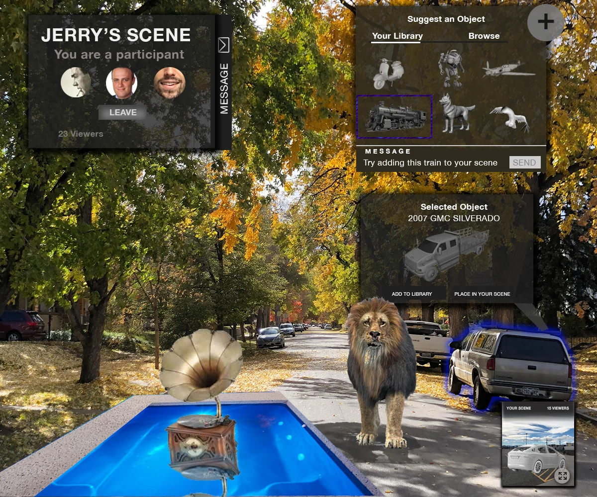 Added to the scene: Ability for another participant to suggest an object and some additional placed objects on to the page