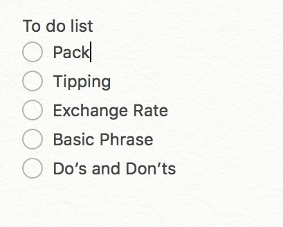 Check List Before Going to a New Country 