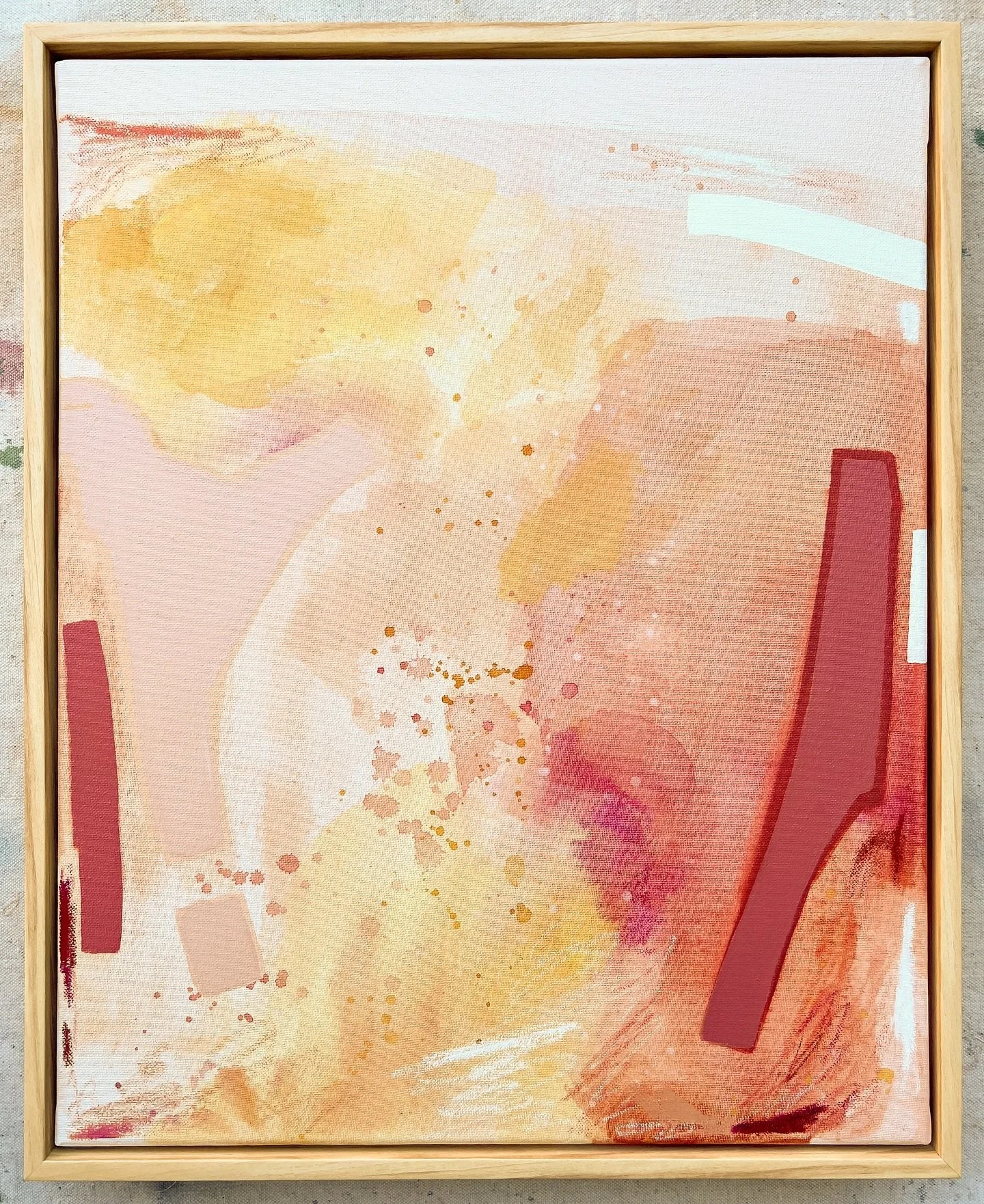 &ldquo;Chasing Sun&rdquo; I
16x20&rdquo; original acrylic and oil pastel on canvas, framed in ash

This series was TOUGH to balance these colors without the palette completely falling flat. But I think I achieved what I was shooting for: bright, warm