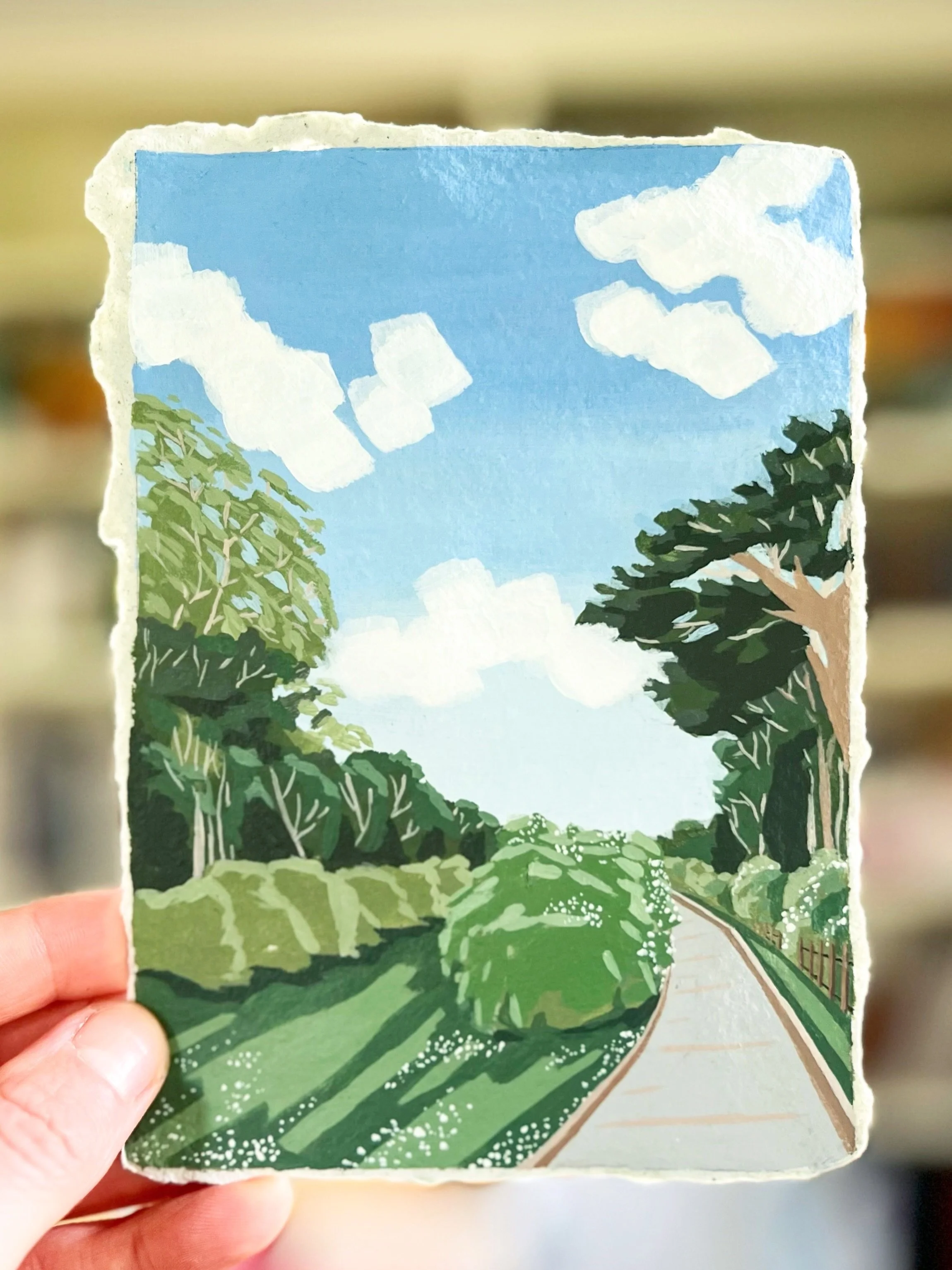 &ldquo;Golden Gate Park&rdquo;
4x6&rdquo; original acrylic on handmade paper

Whipped this cutie up because I just couldn&rsquo;t leave the SF theme behind without using this reference image. For those that haven&rsquo;t been, the west end of Golden 