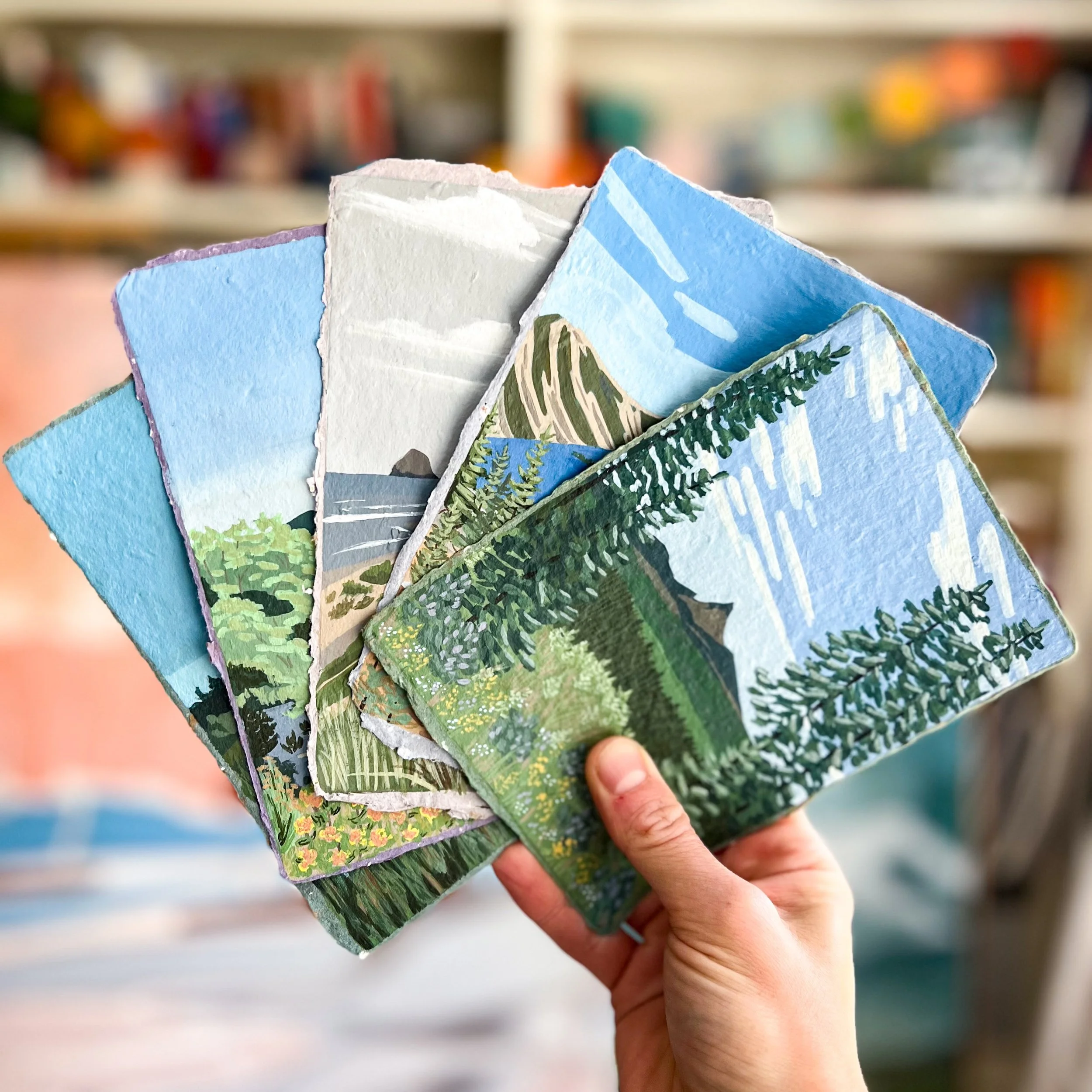 Brand new Oregon Scenery card packs comin at ya just in time for @salem.art.association art festival in September 11-13th!

I&rsquo;ll have these originals plus 6 postcard variety packs.

These locations include Mt. Washington, Sunriver, Neskowin Bea