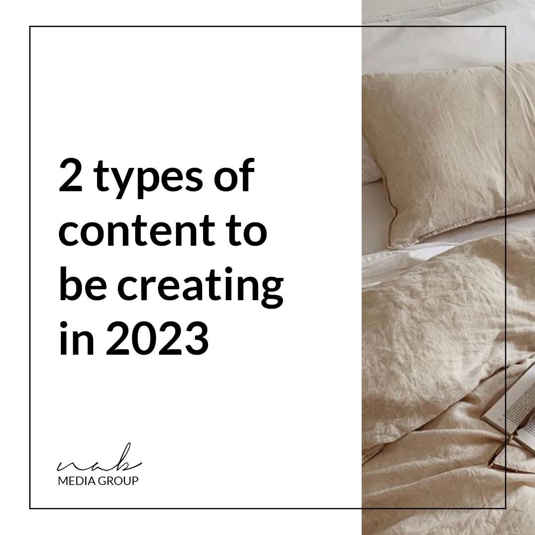 2 TYPES OF CONTENT YOU SHOULD BE CREATING IN 2023

✅ Personal &amp; professional content. 

If you're a real estate agent, don't be a &quot;secret agent.&quot; In other words, shout it from the rooftops so you stay top of mind but be sure to balance 