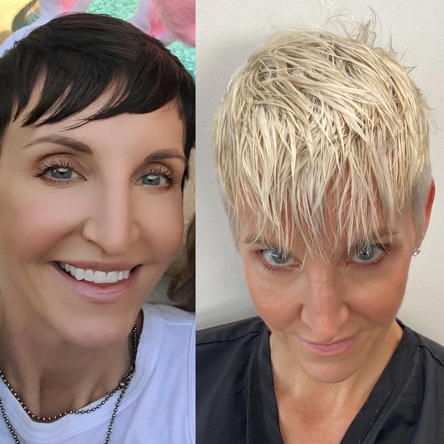 From Chocolate to Vanilla! All in one go! Platinum Card technique (back to backs) using Redken&rsquo;s Flash Lift. Then Olaplaex #2 j@ the bowl. Then blonding shampoo.
Toned with Ilumina 1.9%

She loves change and will change often!
We do change so w