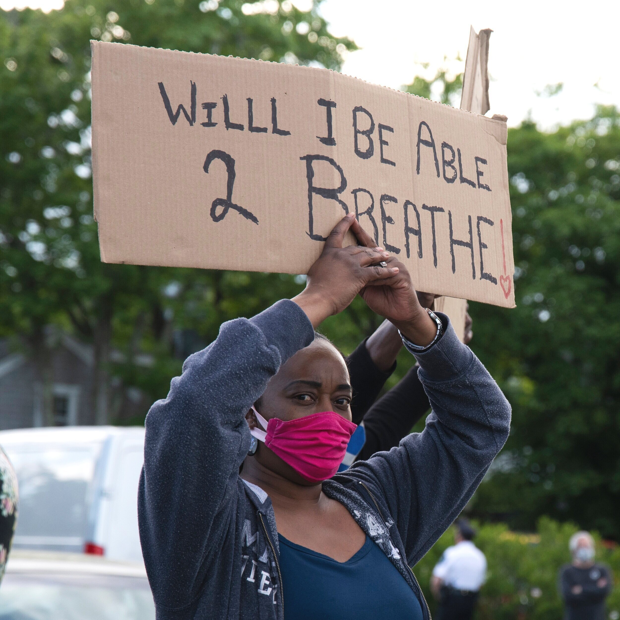  Over 200 people came out to Five Corners in Vineyard Haven to protest the police killing of George Floyd, Breyonna Taylor and others on June 1st, 2020. Similar protests were organized around the country. 
