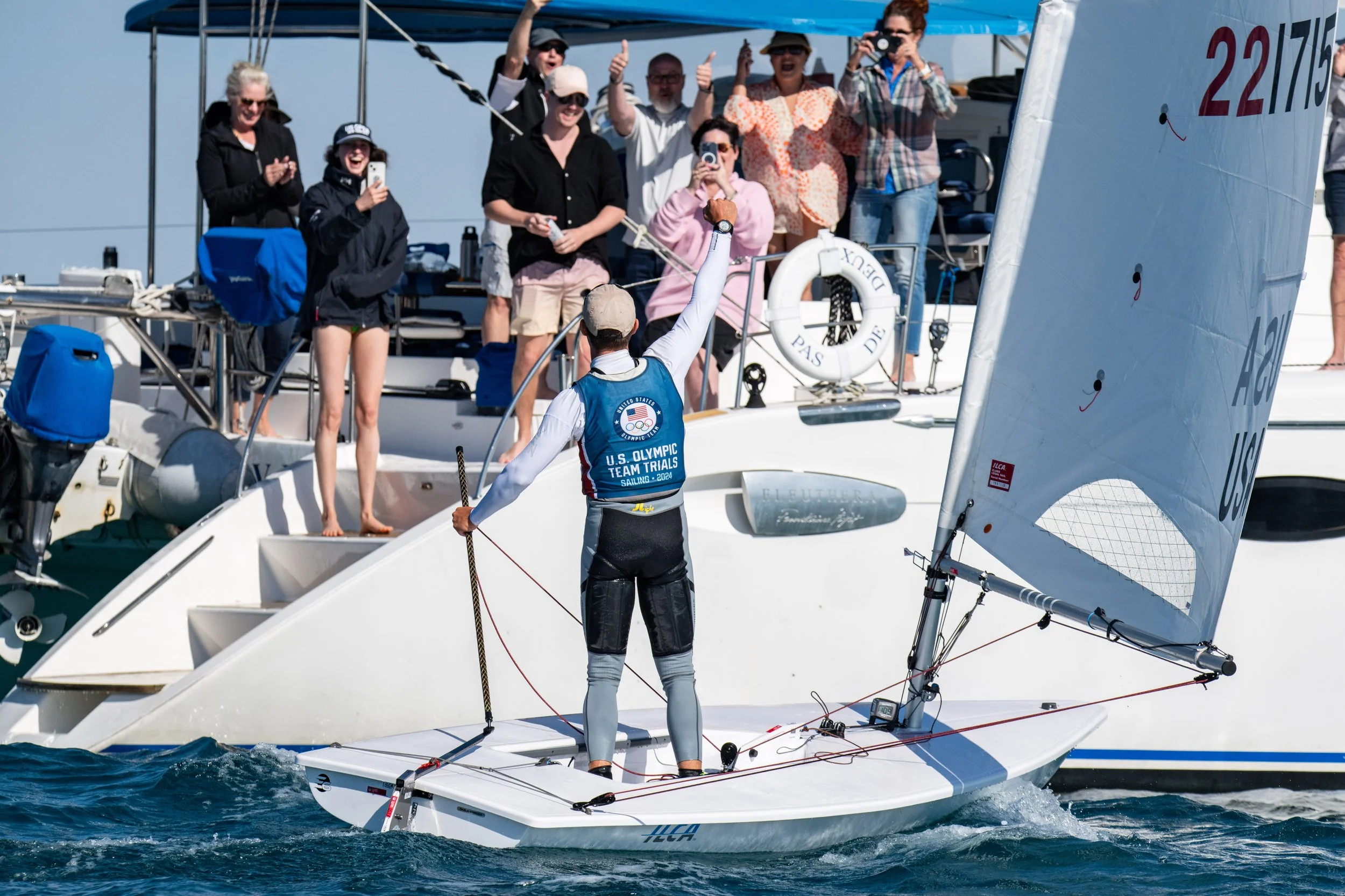  Ford McCann celebrates after winning the U.S. Olympic Trials – Sailing, held at Miami Yacht Club in Miami, FL.  