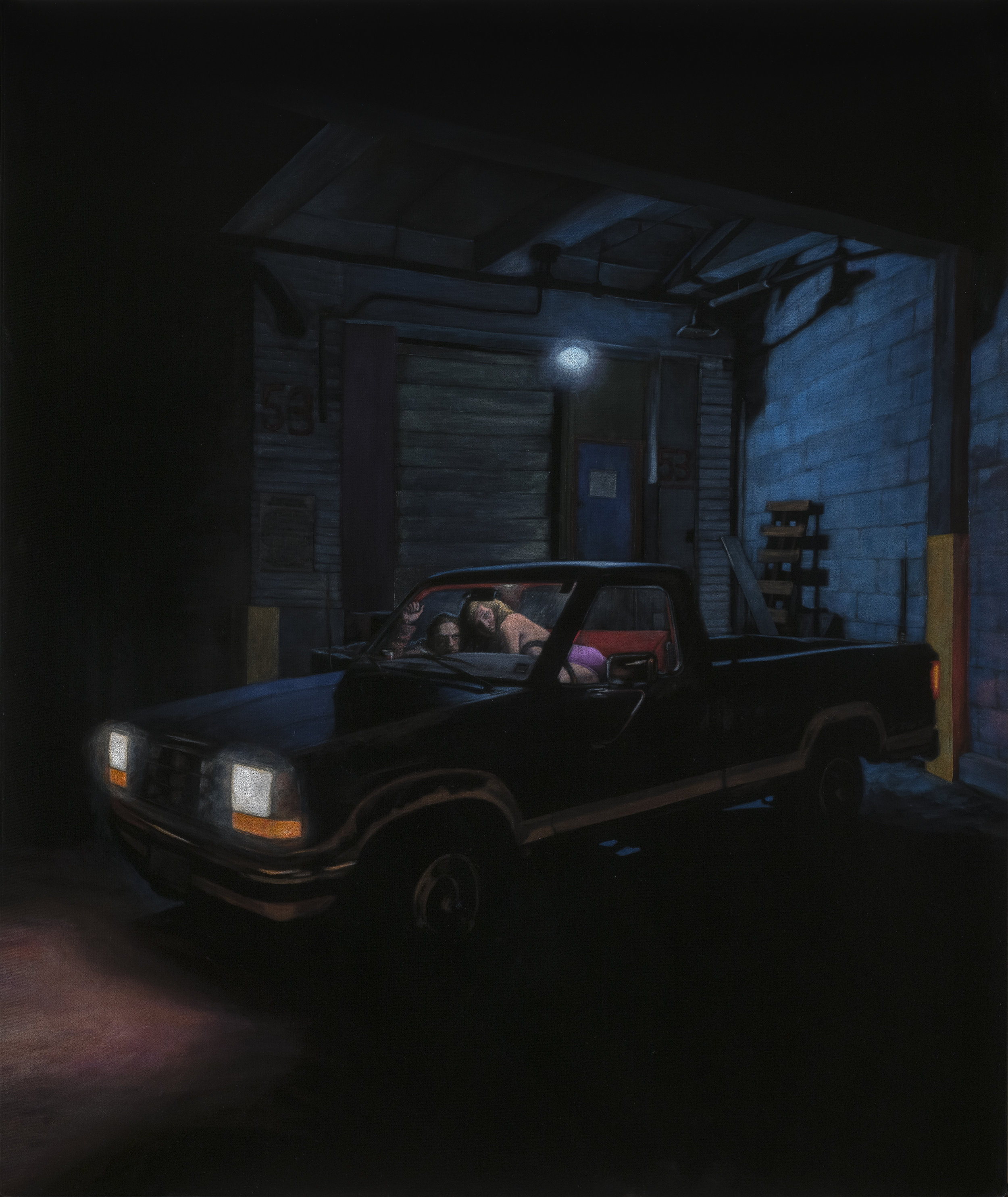  The Pick-Up  acrylic on velvet  50 x 42 inches 