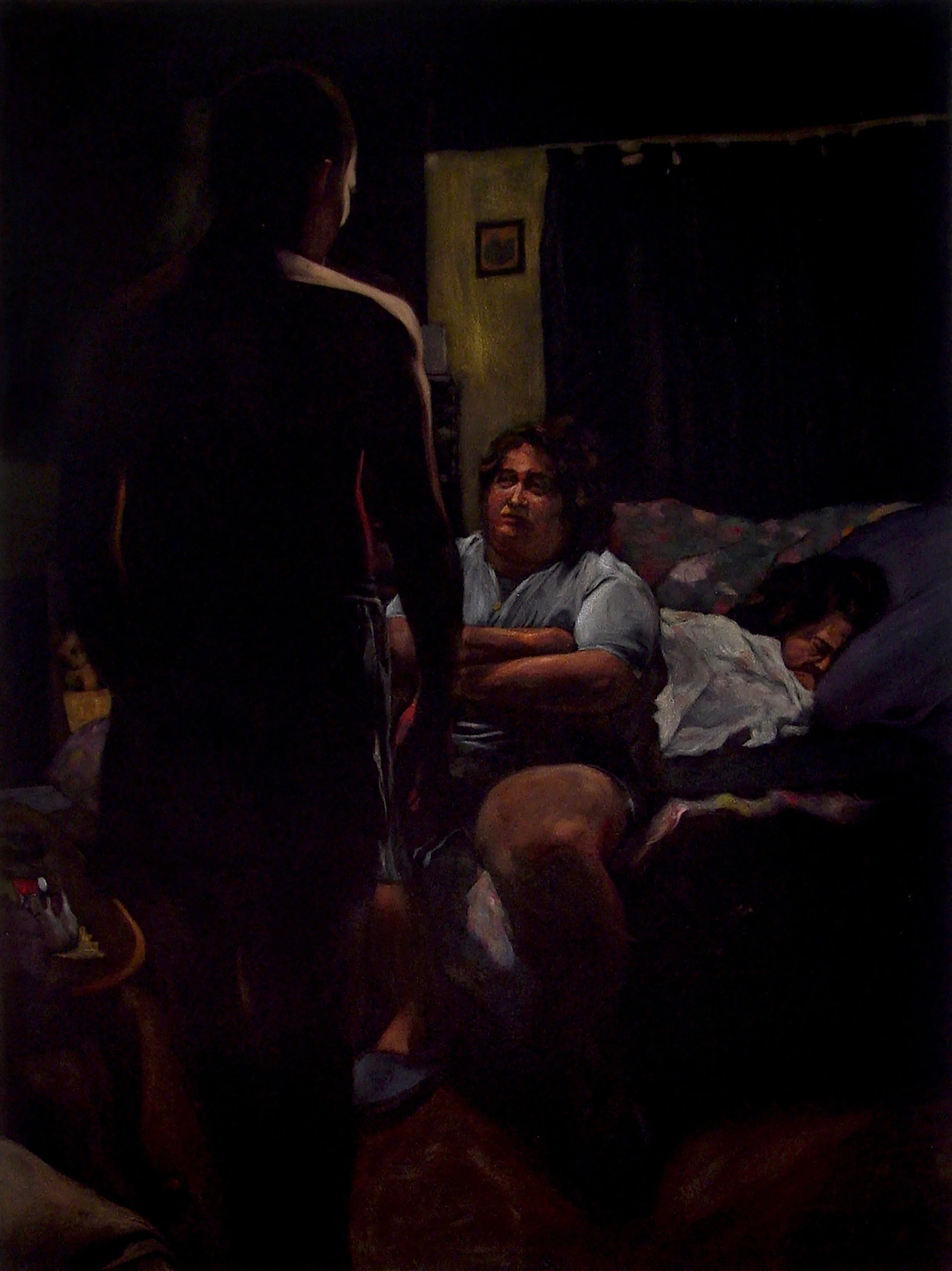Caretaker acrylic on velvet