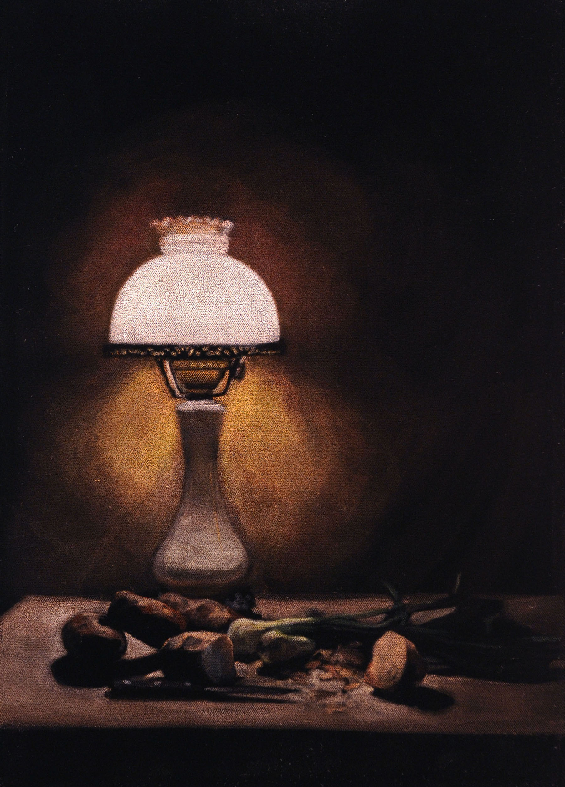 Potatoes and Onions acrylic on velvet 14 x 10 inches
