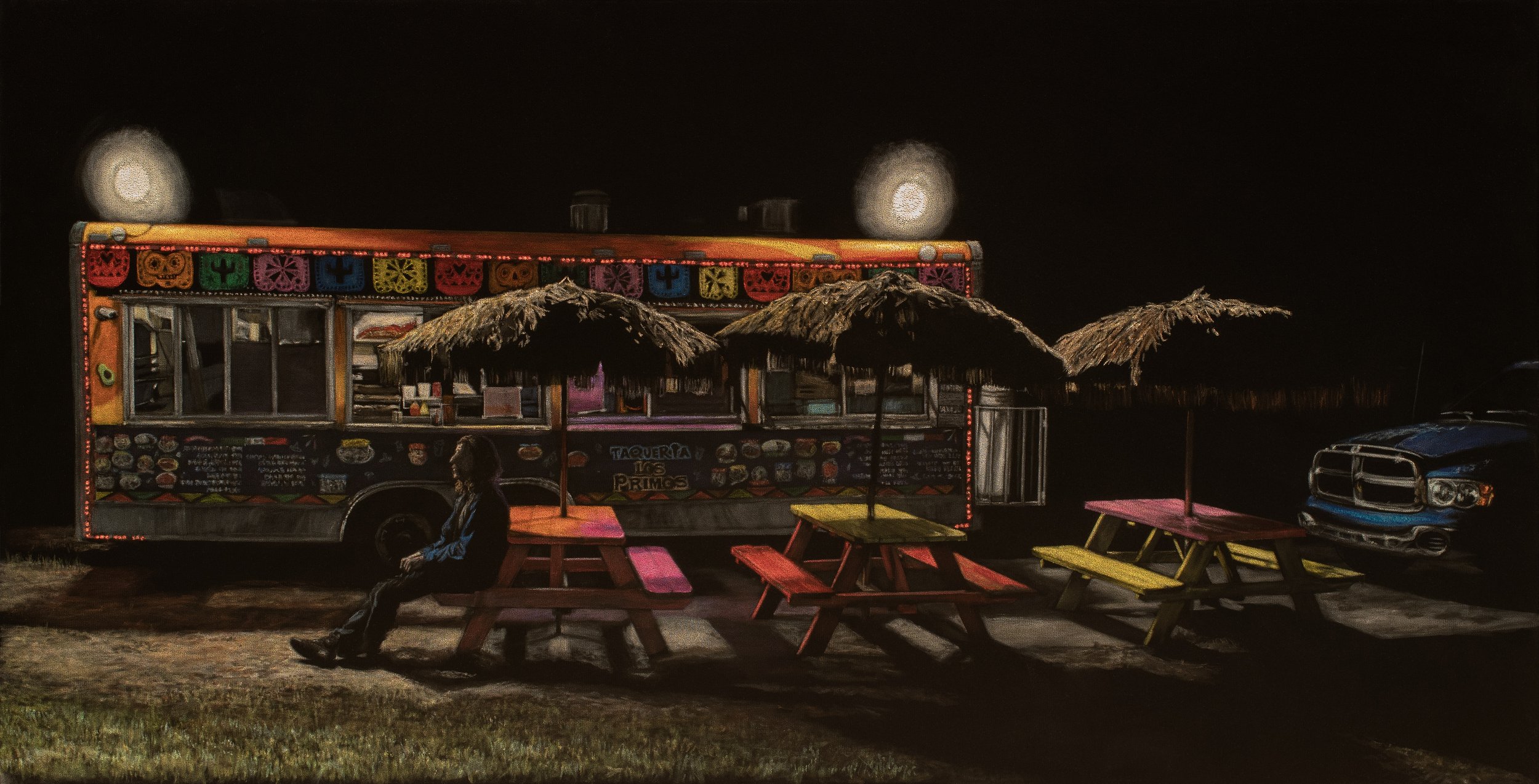  Taco Spot  acrylic on velvet  24 x 48 inches 