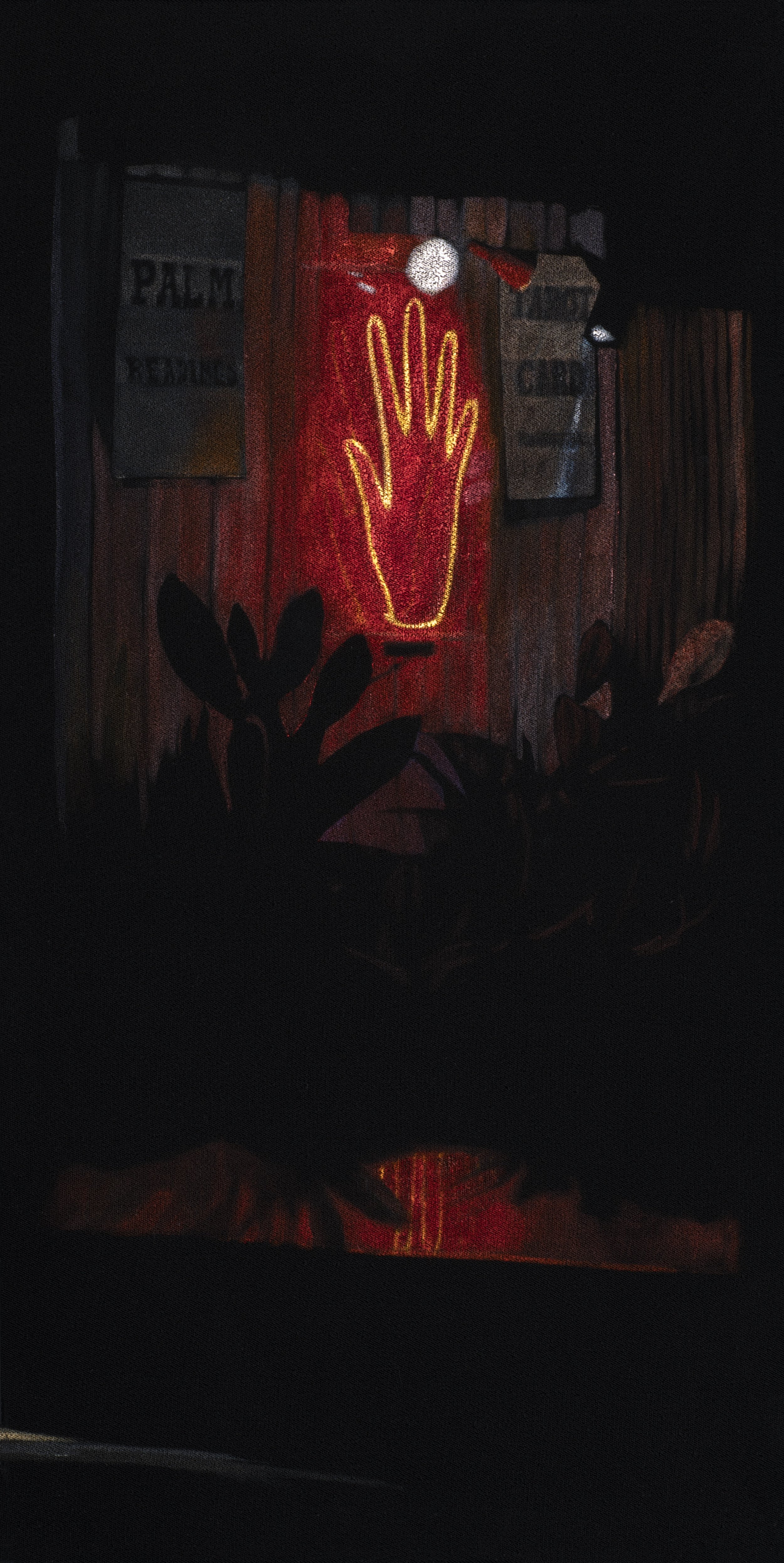  Red Palm  acrylic on velvet  24 x 12 inches 